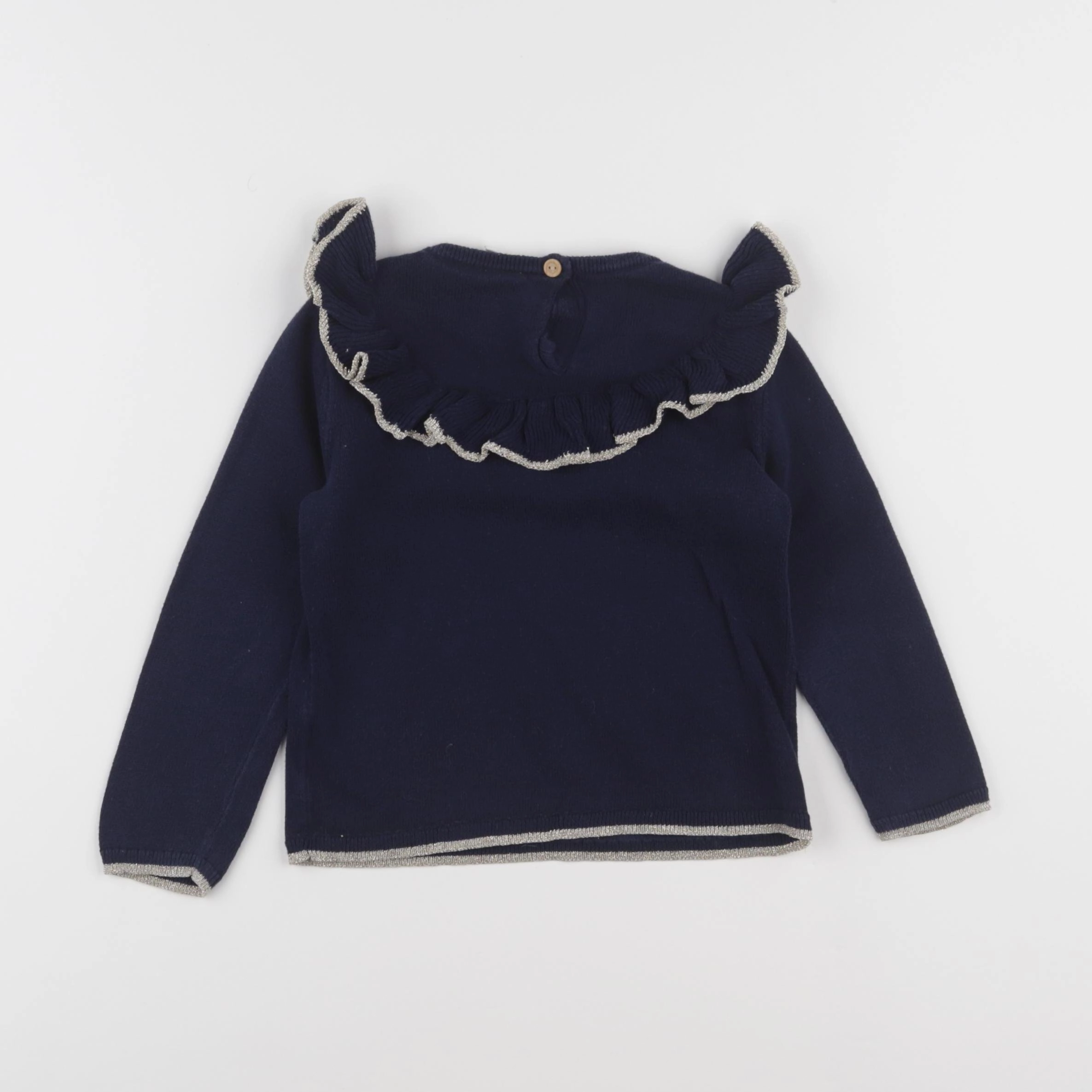 H&M - pull bleu, or - 12/18 mois
