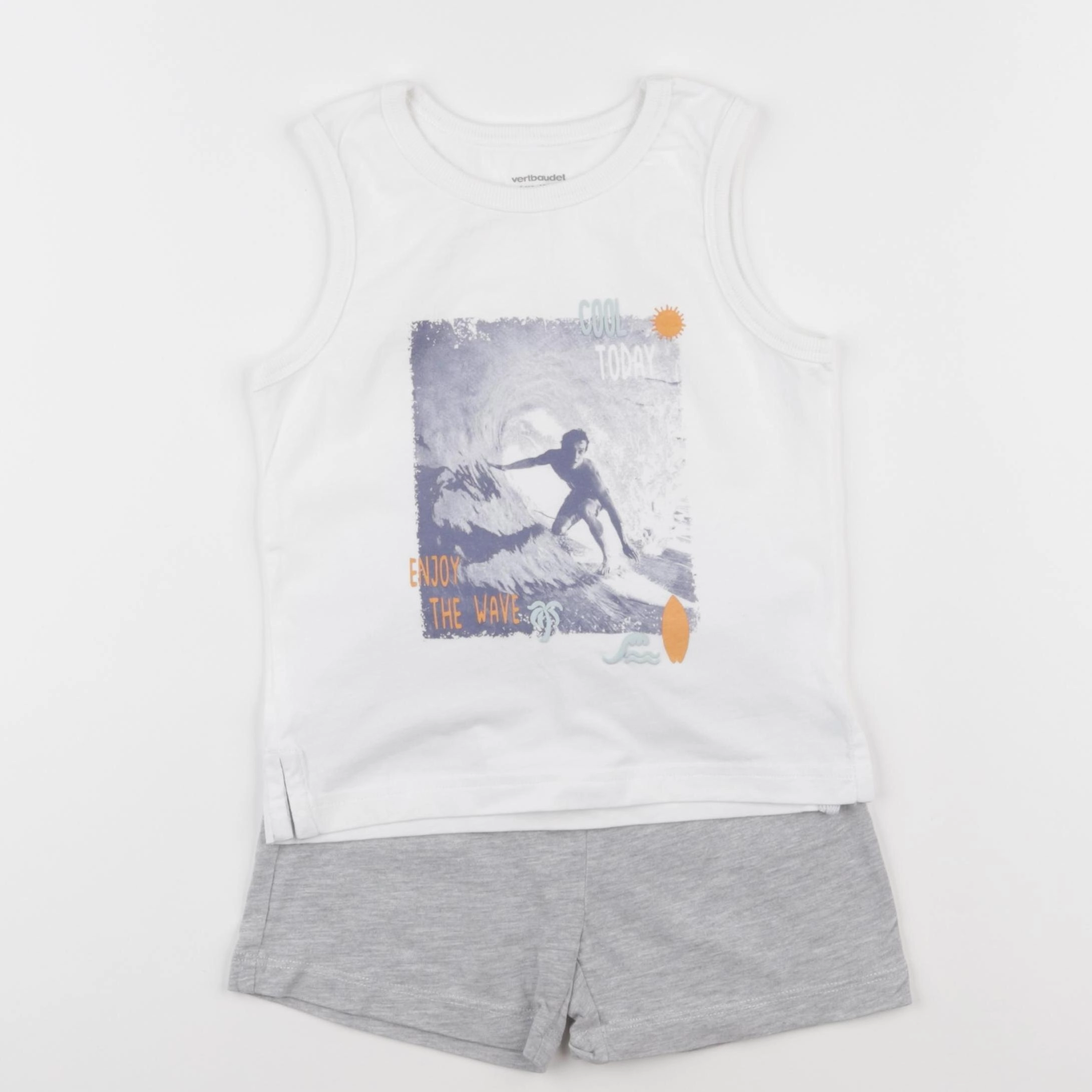 Vertbaudet - pyjama coton blanc, gris - 4 ans