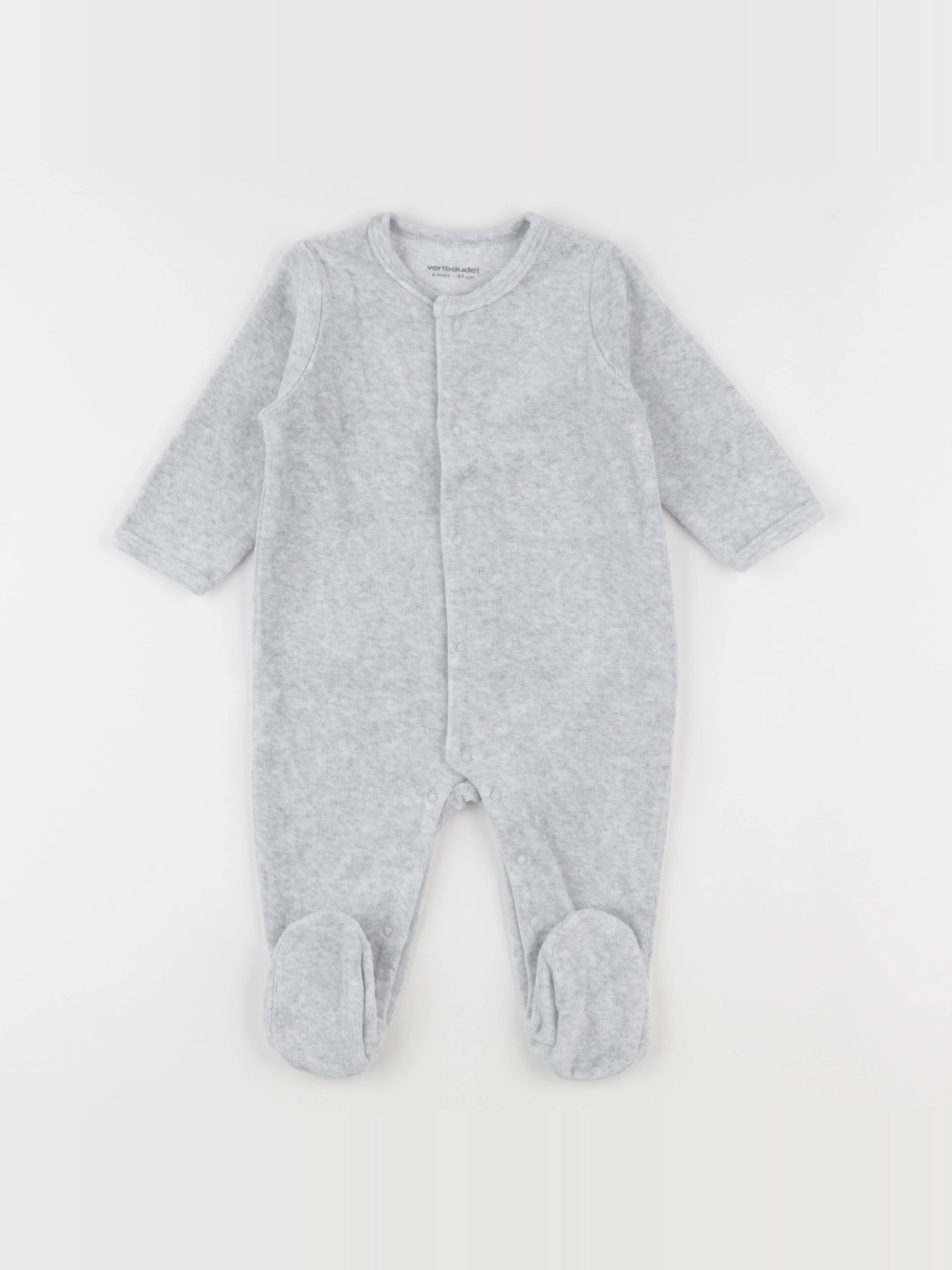 Vertbaudet - pyjama velours gris - 6 mois
