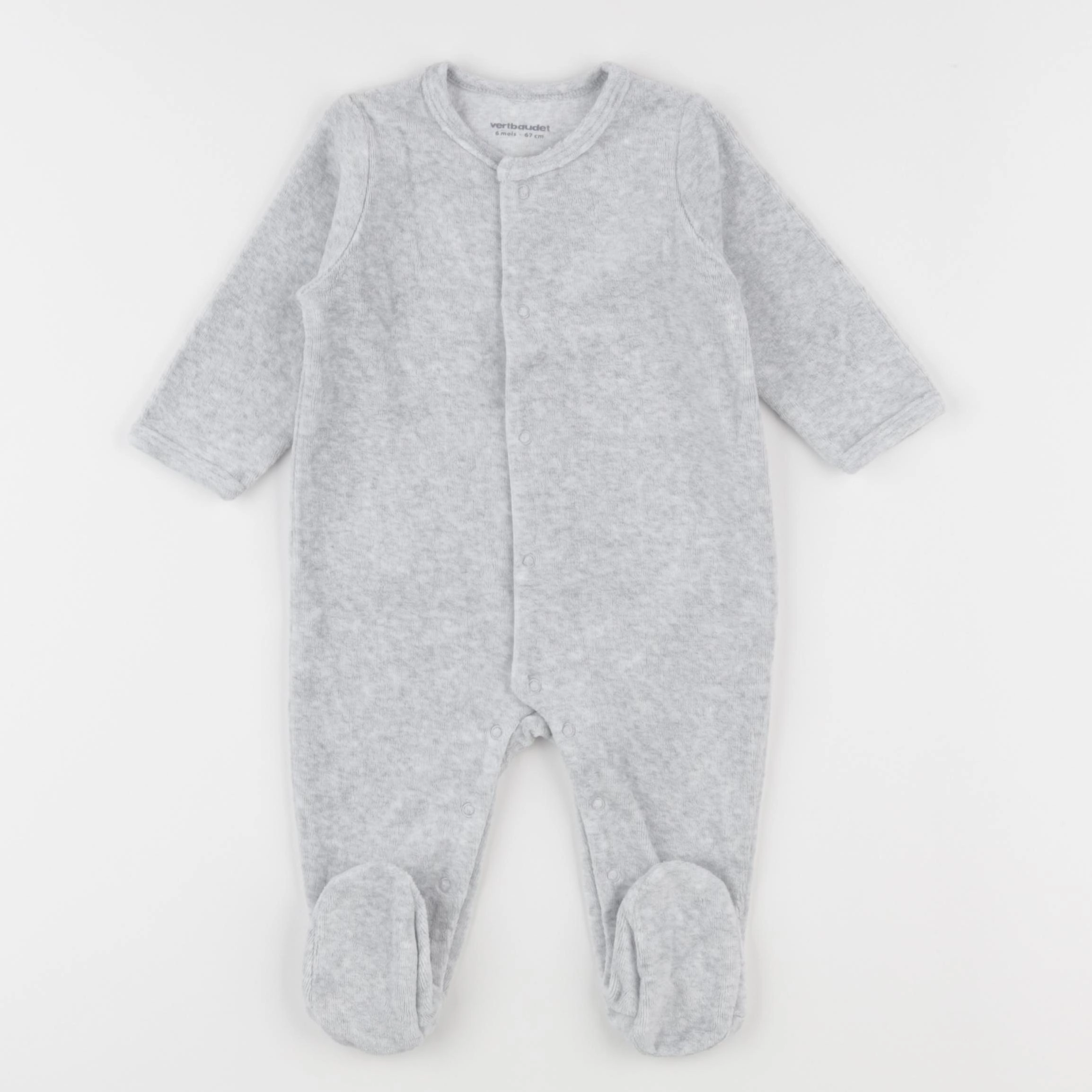 Vertbaudet - pyjama velours gris - 6 mois