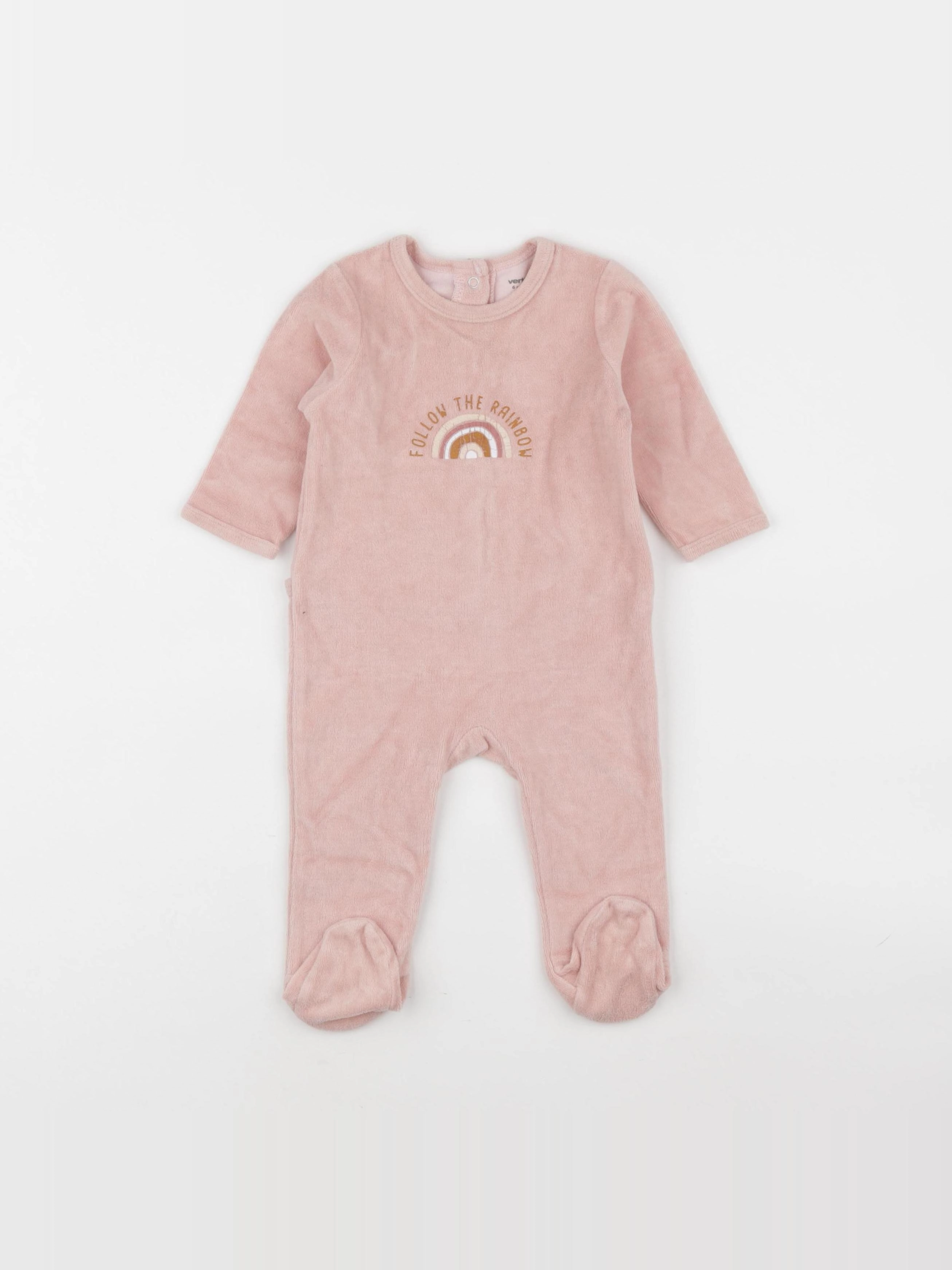 Vertbaudet - pyjama velours rose - 6 mois