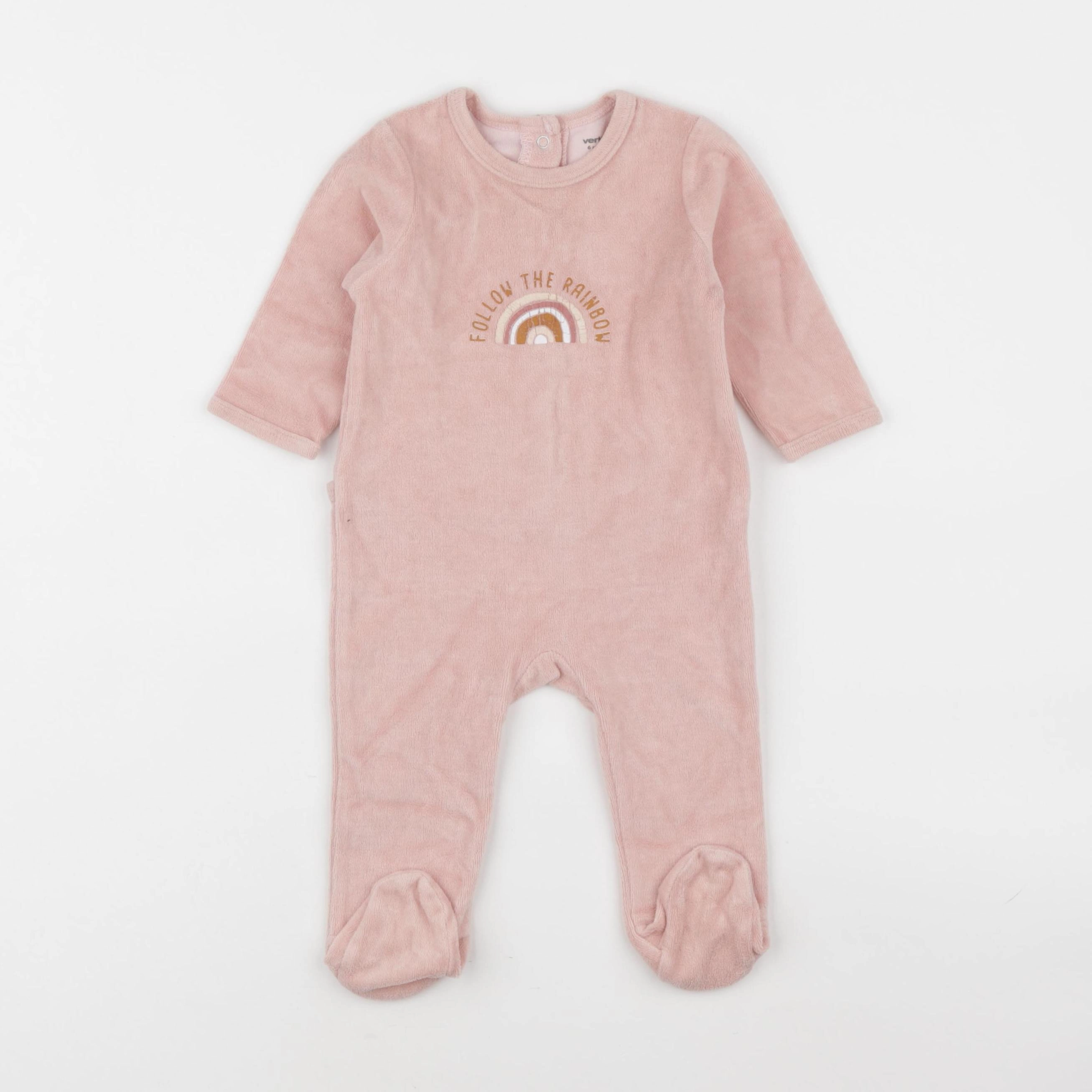 Vertbaudet - pyjama velours rose - 6 mois