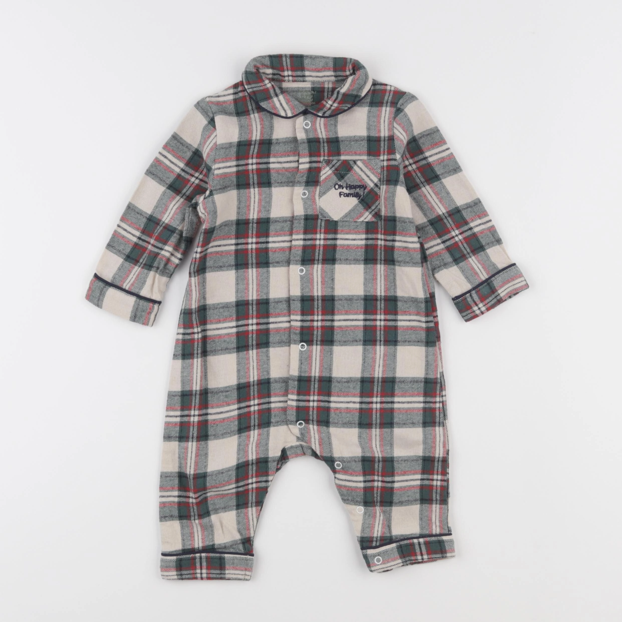 Vertbaudet - pyjama coton beige, vert - 6 mois