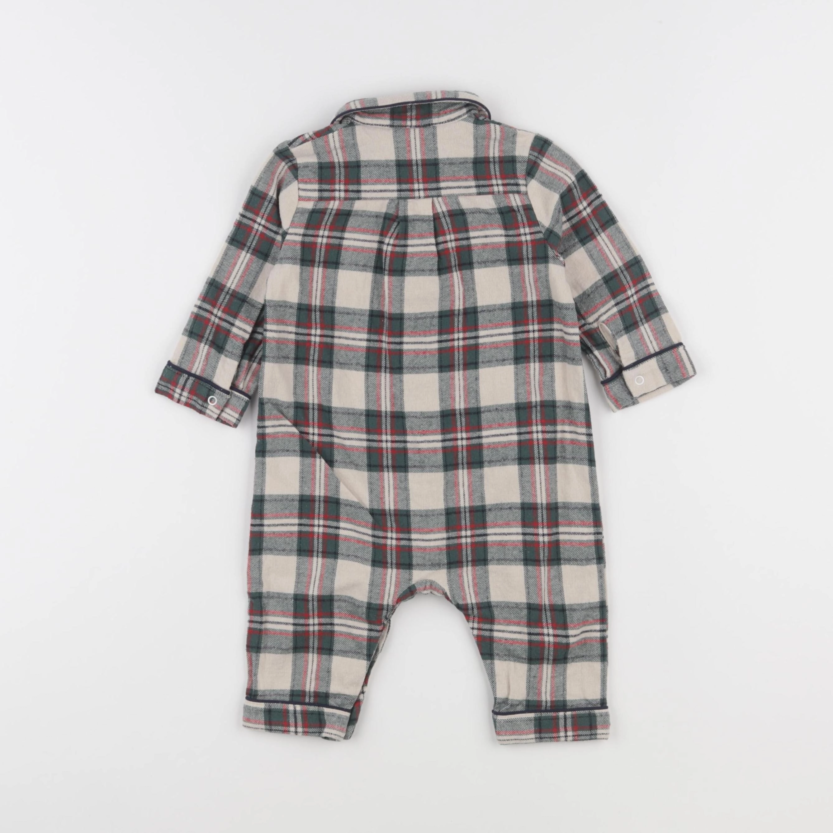 Vertbaudet - pyjama coton beige, vert - 6 mois