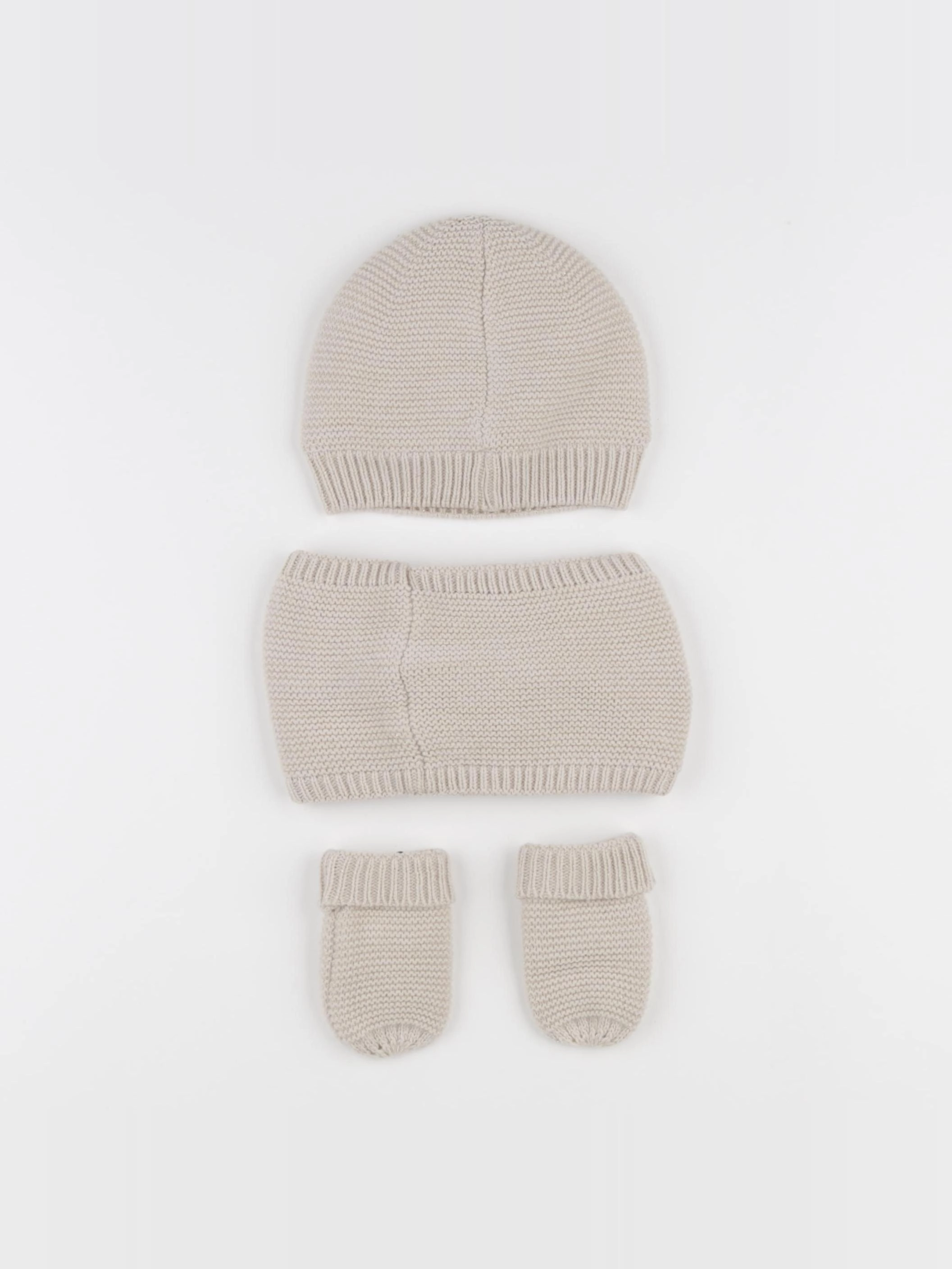 Vertbaudet - ensemble bonnet/moufles/tour de cou beige - 12/18 mois