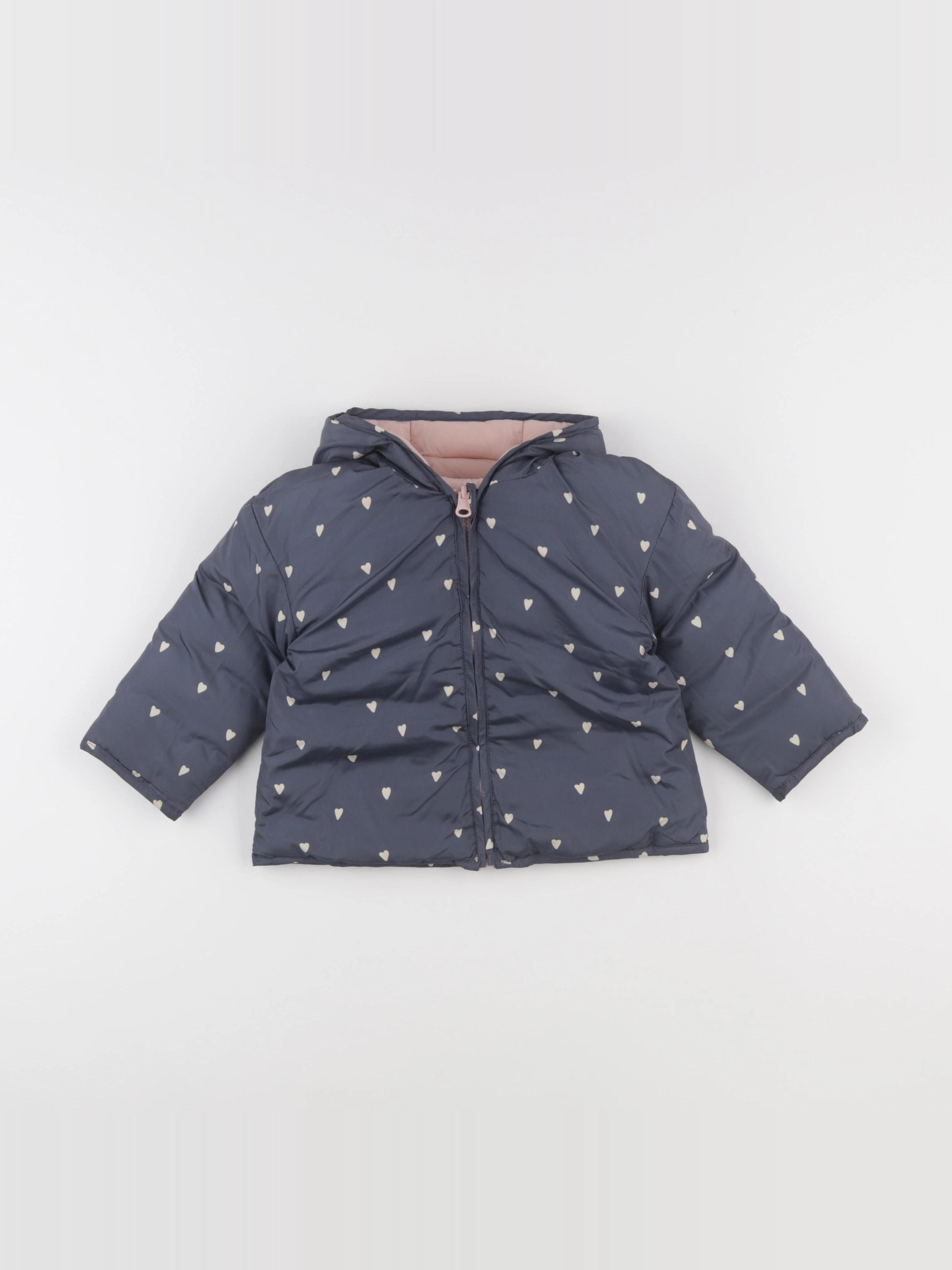 Vertbaudet - doudoune réversible gris, rose - 2 ans