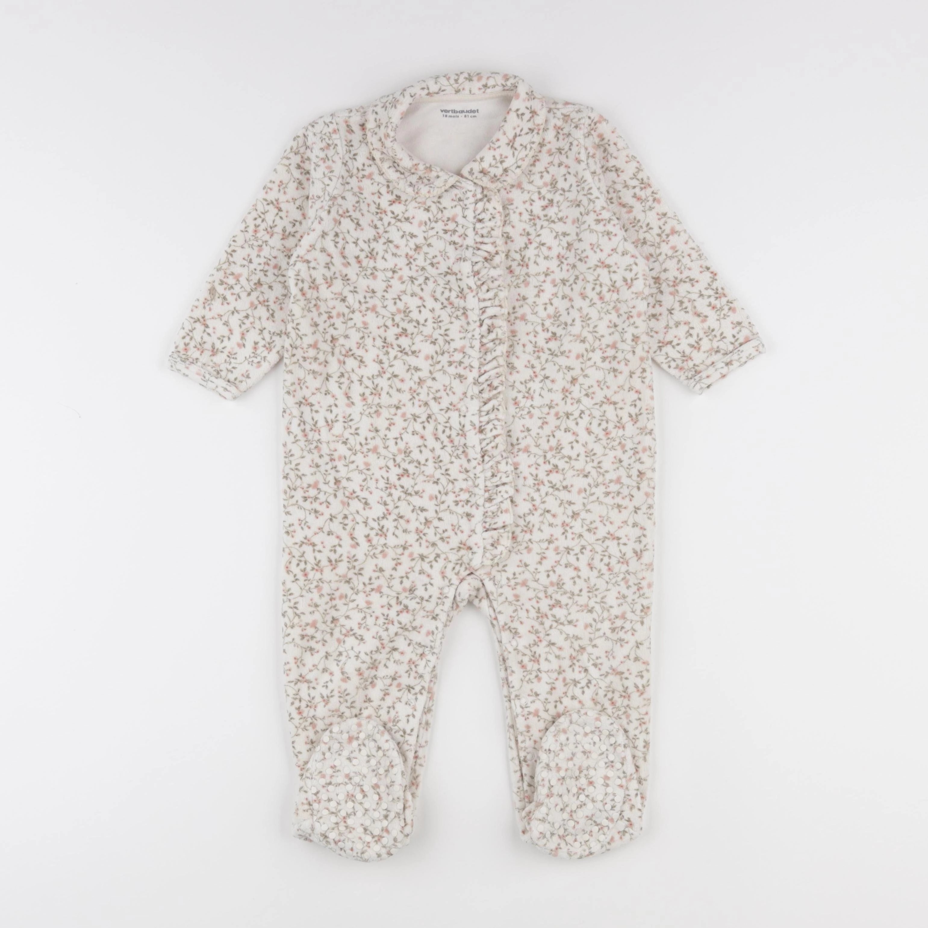Vertbaudet - pyjama velours beige - 18 mois