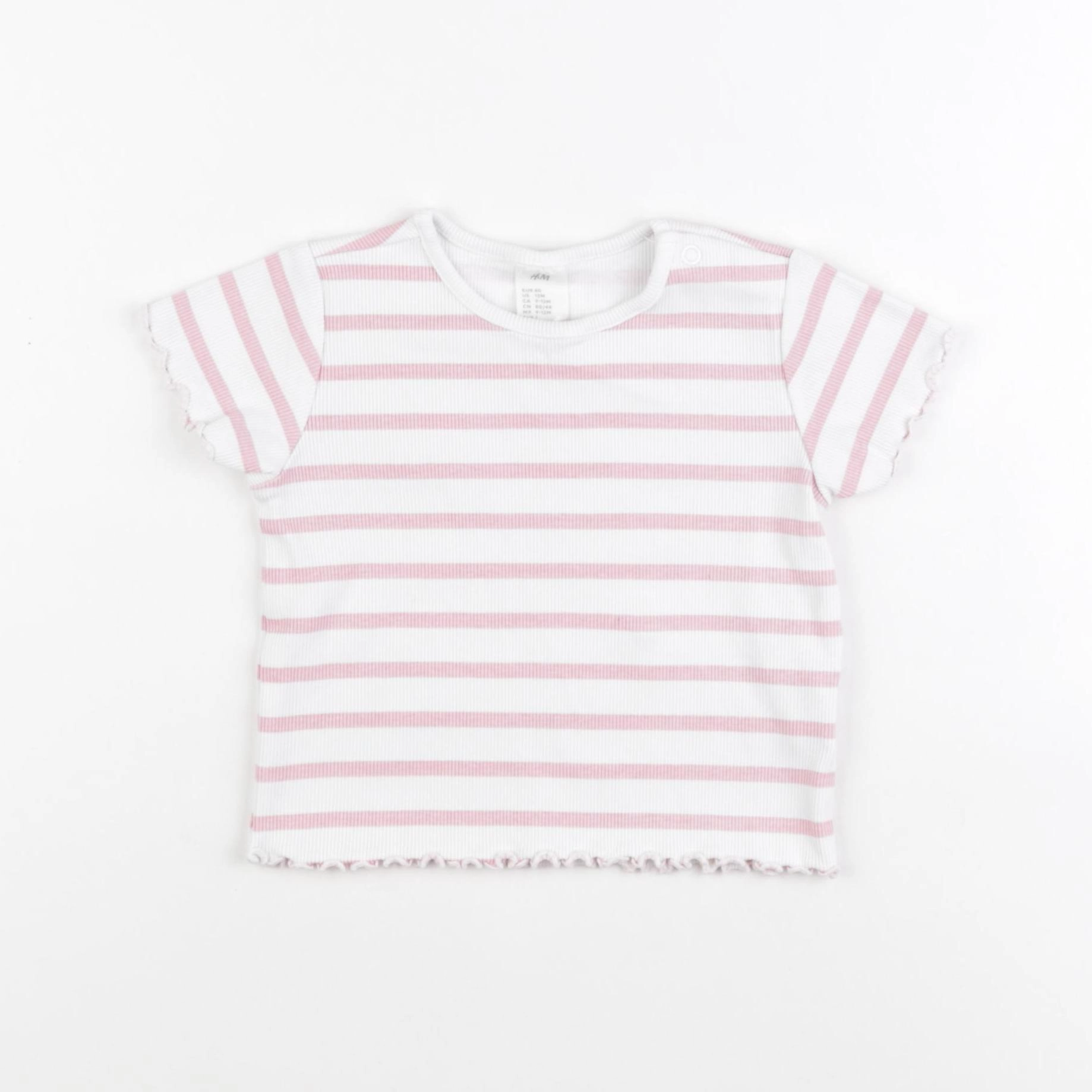 H&M - tee-shirt blanc, rose - 9/12 mois