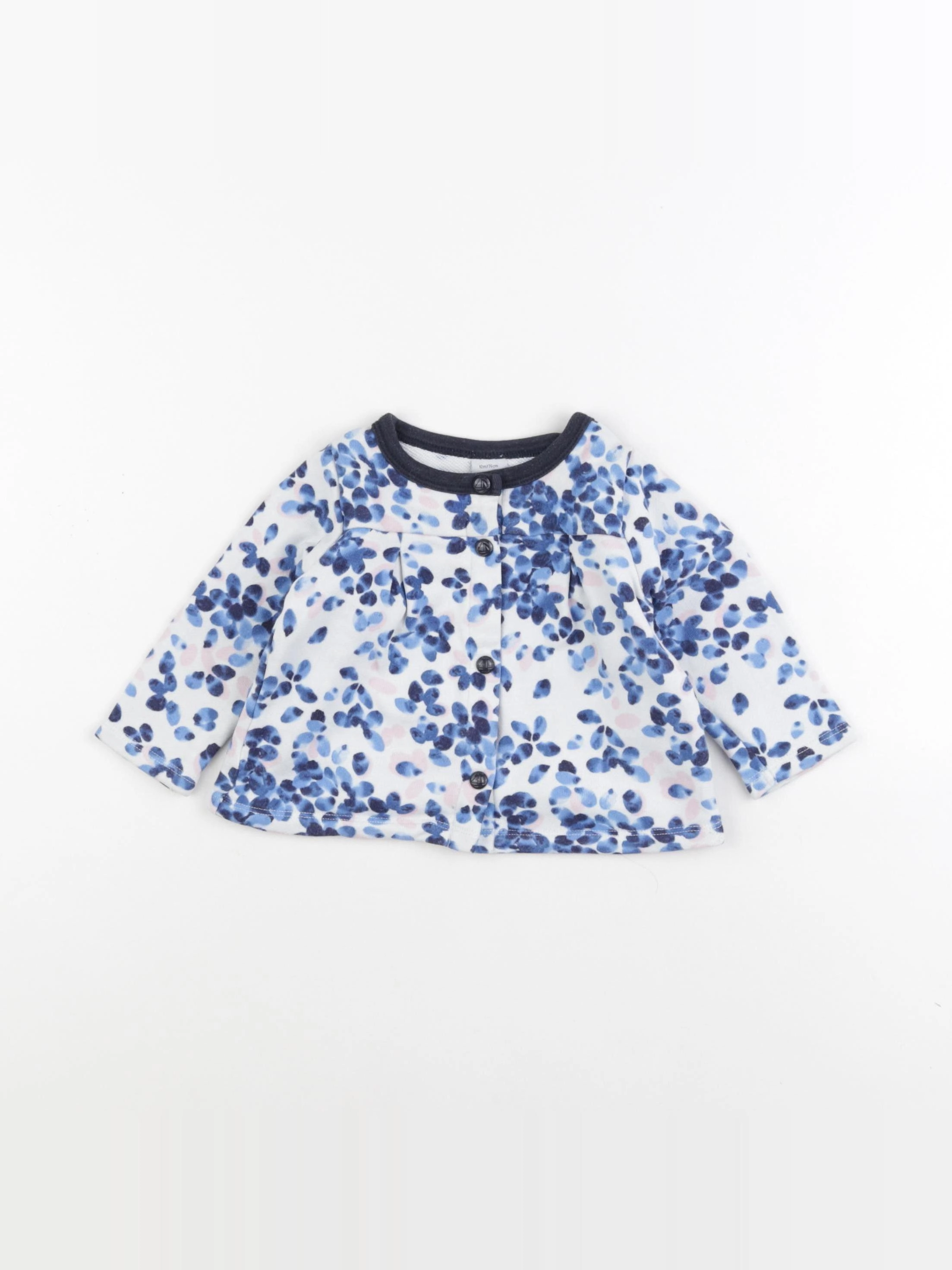 Petit Bateau - sweat blanc, bleu - 12 mois