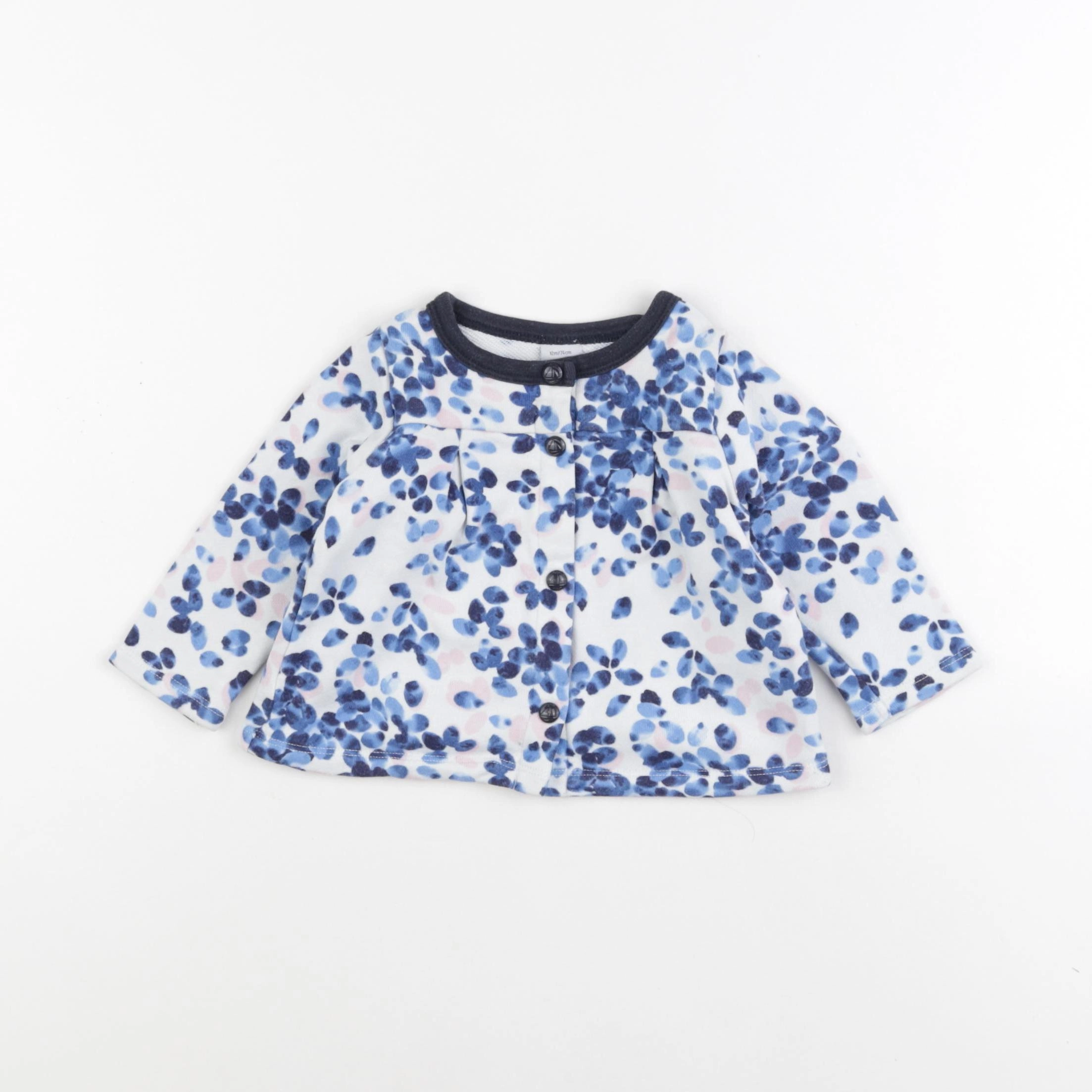 Petit Bateau - sweat blanc, bleu - 12 mois