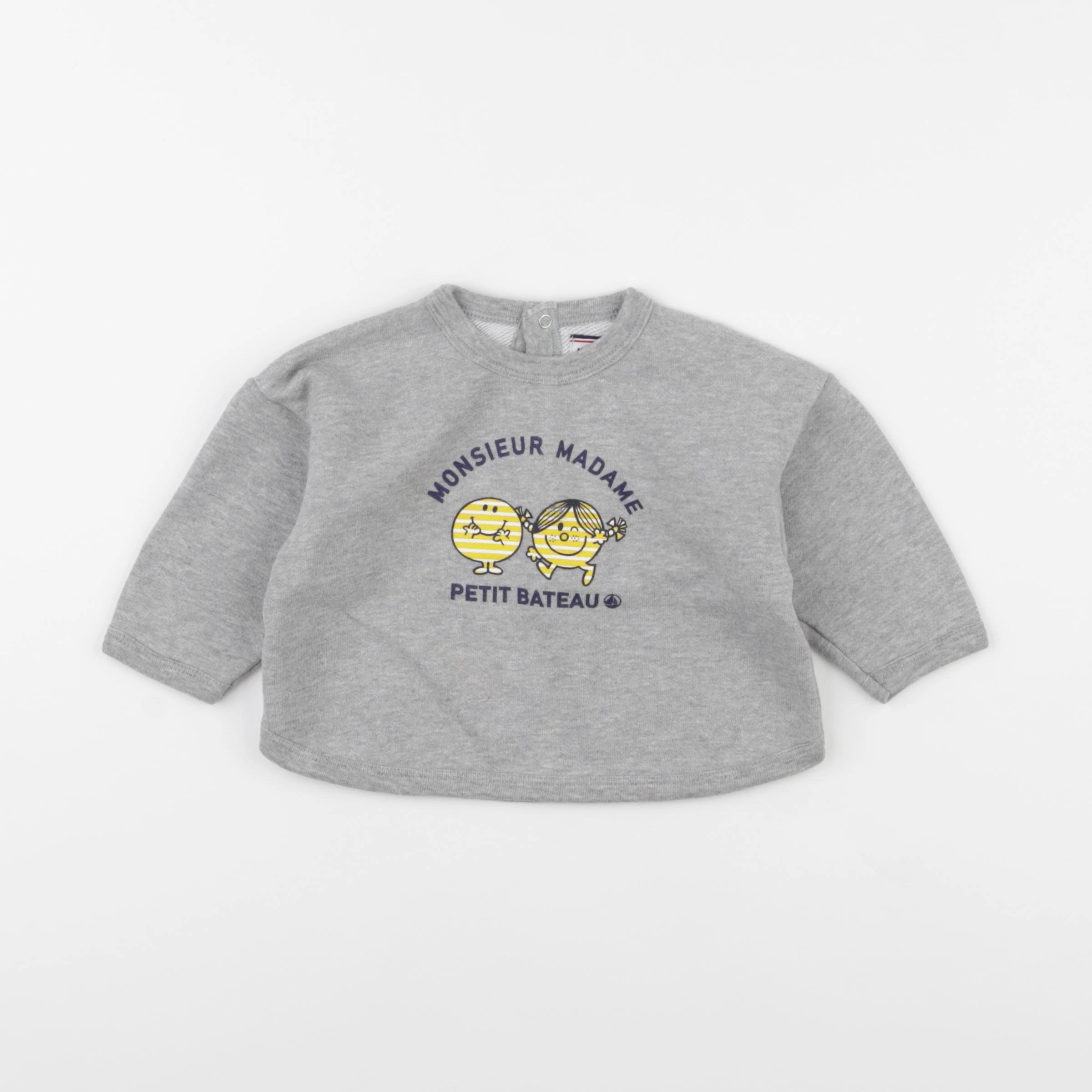 Petit Bateau - sweat gris - 6 mois