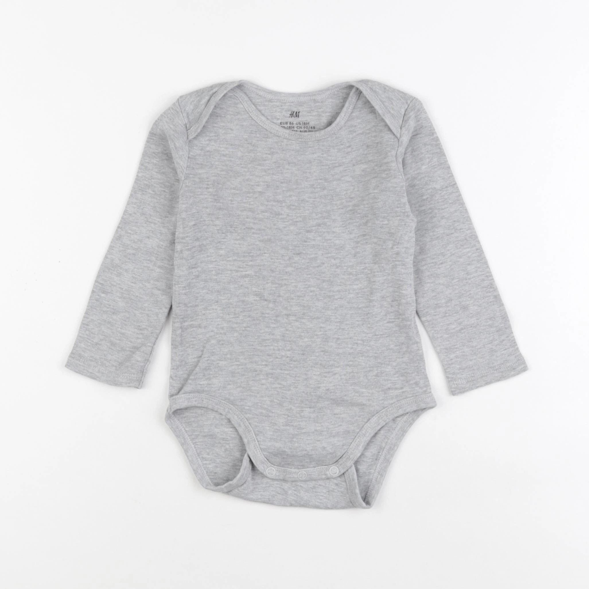 H&M - body gris - 12/18 mois