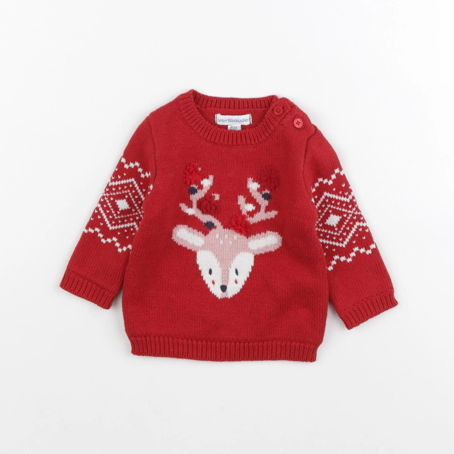 Vertbaudet - pull rouge - 3 mois