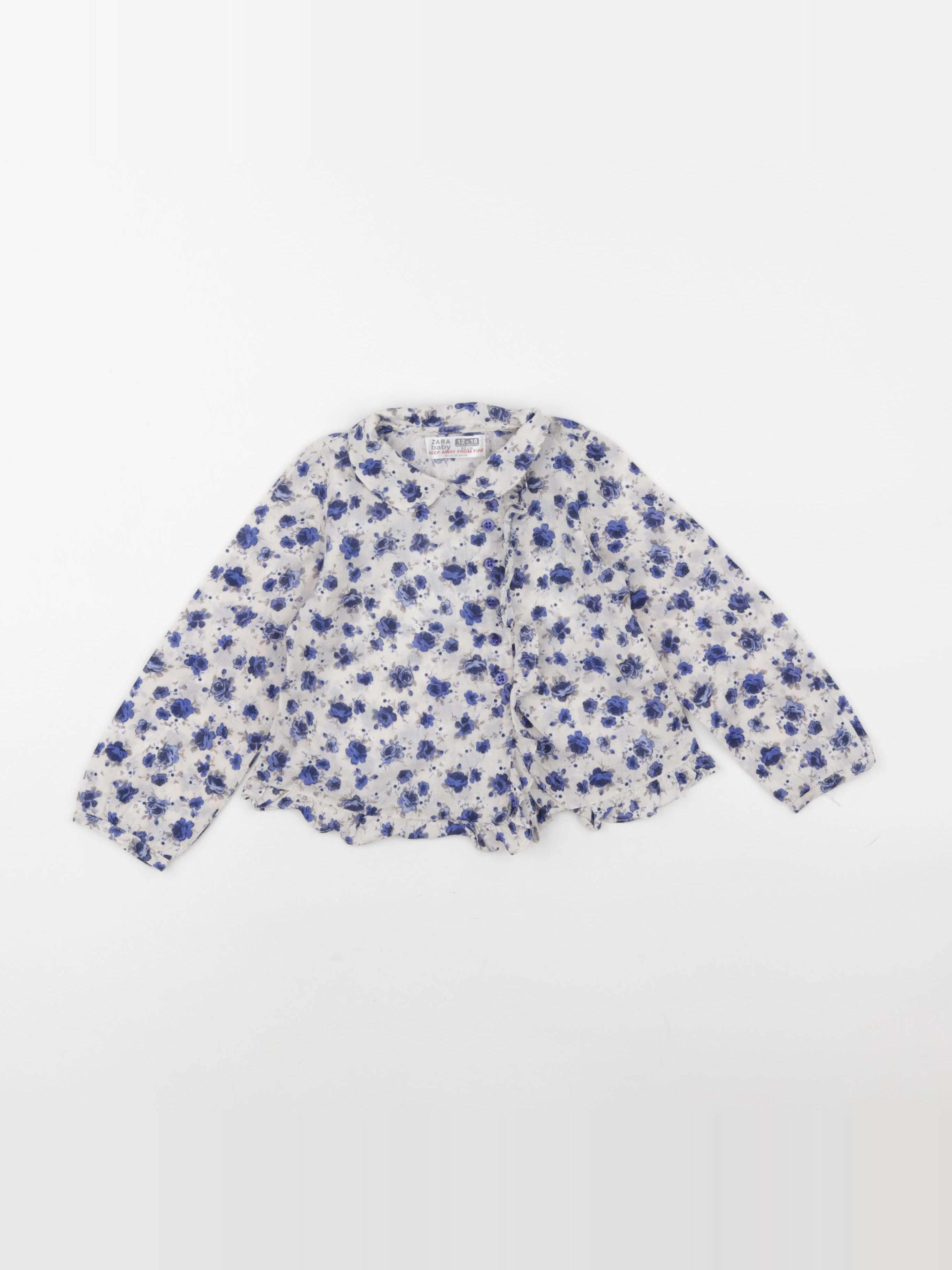 Zara - blouse beige, bleu - 12/18 mois