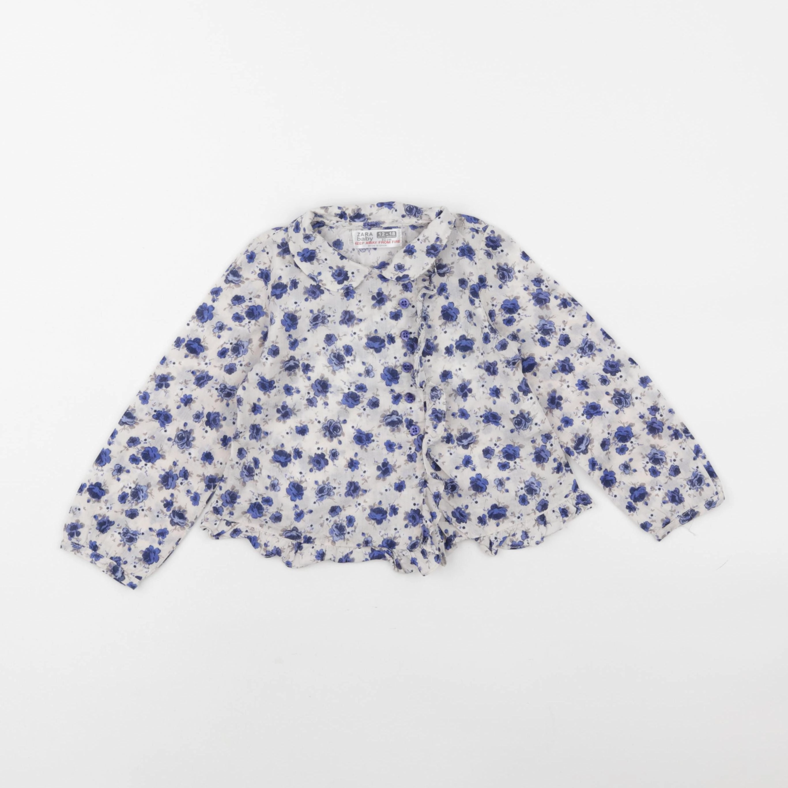 Zara - blouse beige, bleu - 12/18 mois