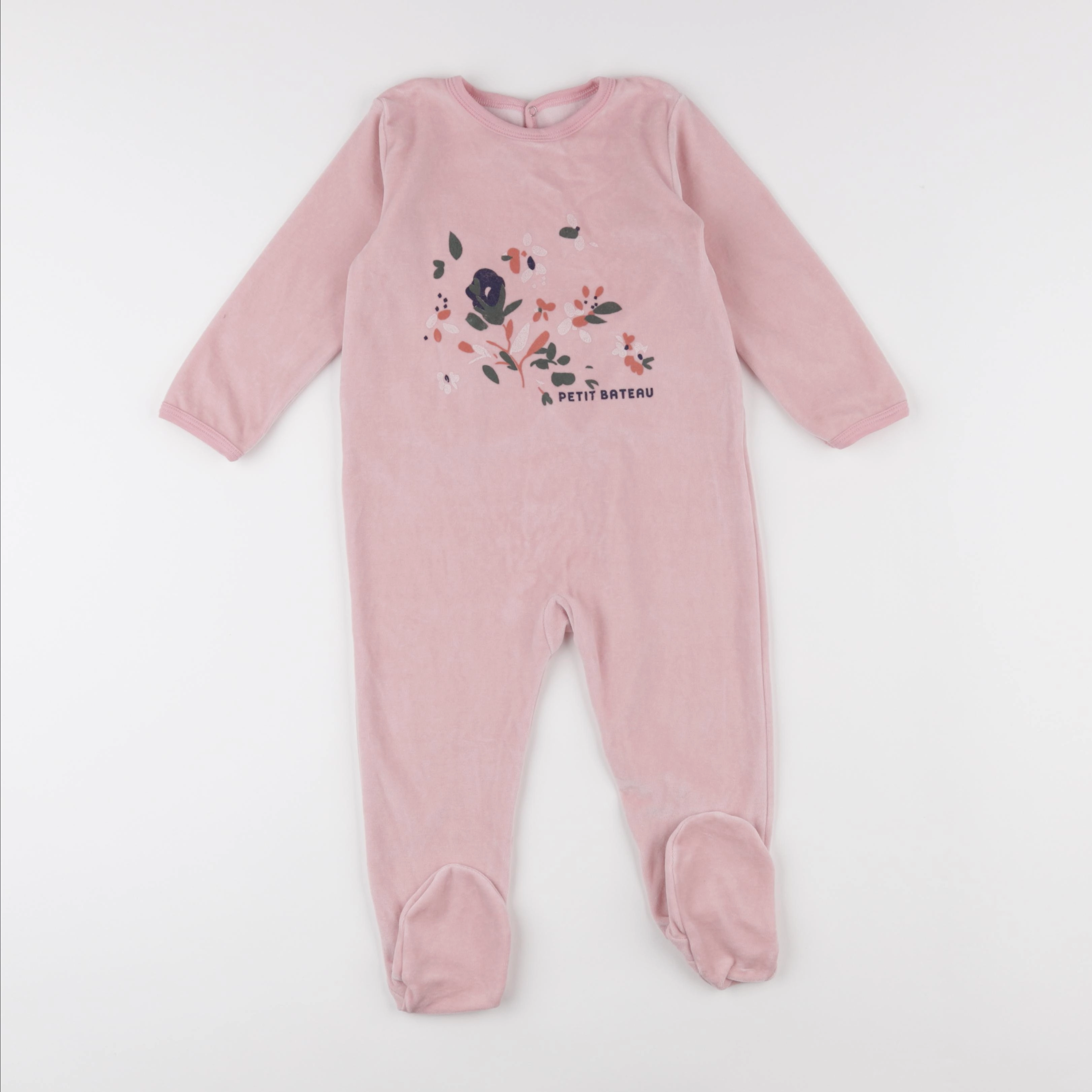 Petit Bateau - pyjama velours rose - 24 mois