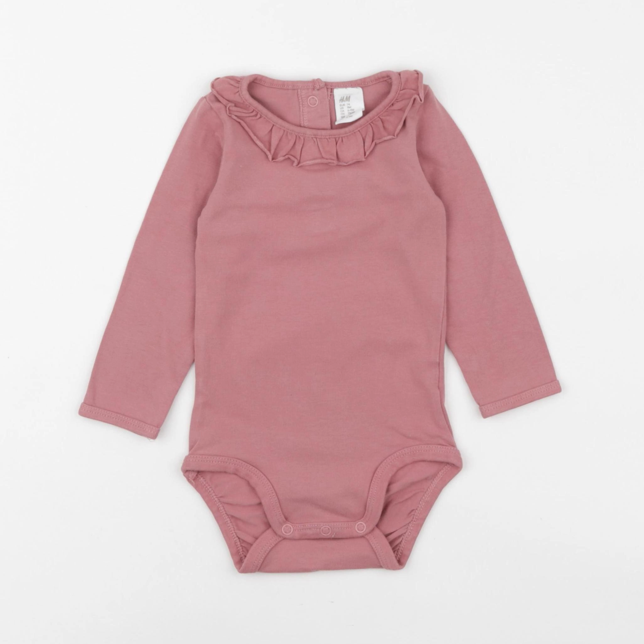 H&M - body à col rose - 6/9 mois