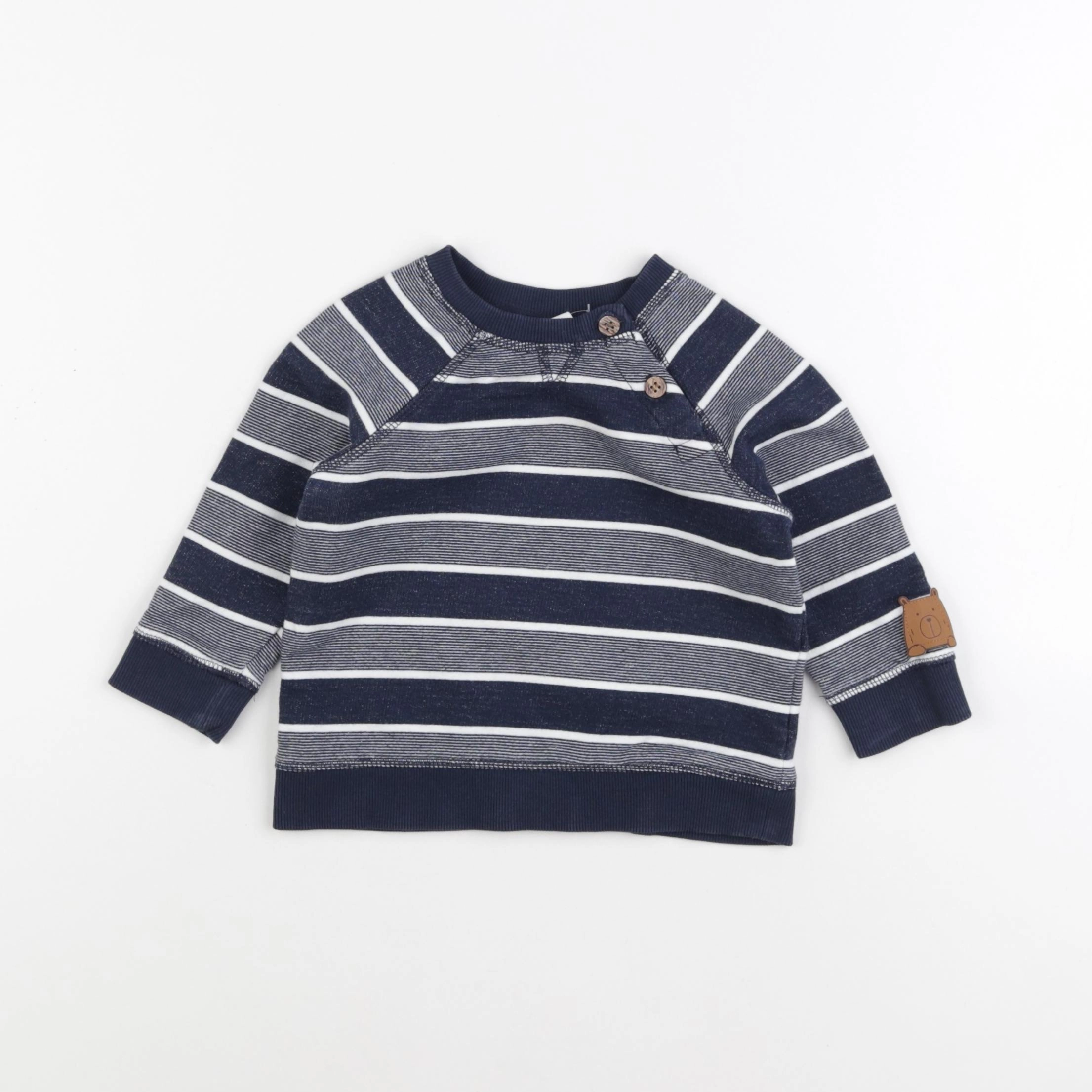 H&M - sweat bleu - 9/12 mois