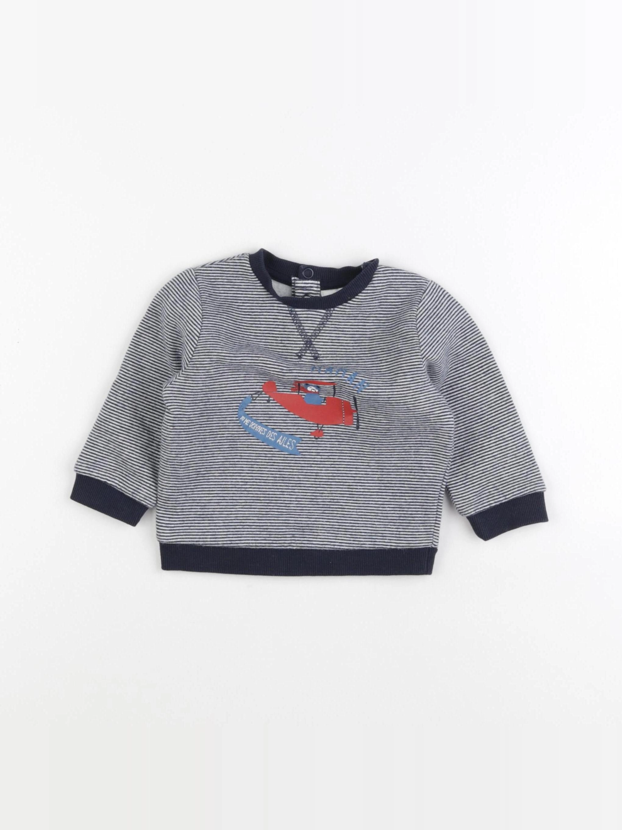 Tape à l'oeil - sweat blanc, bleu - 6 mois
