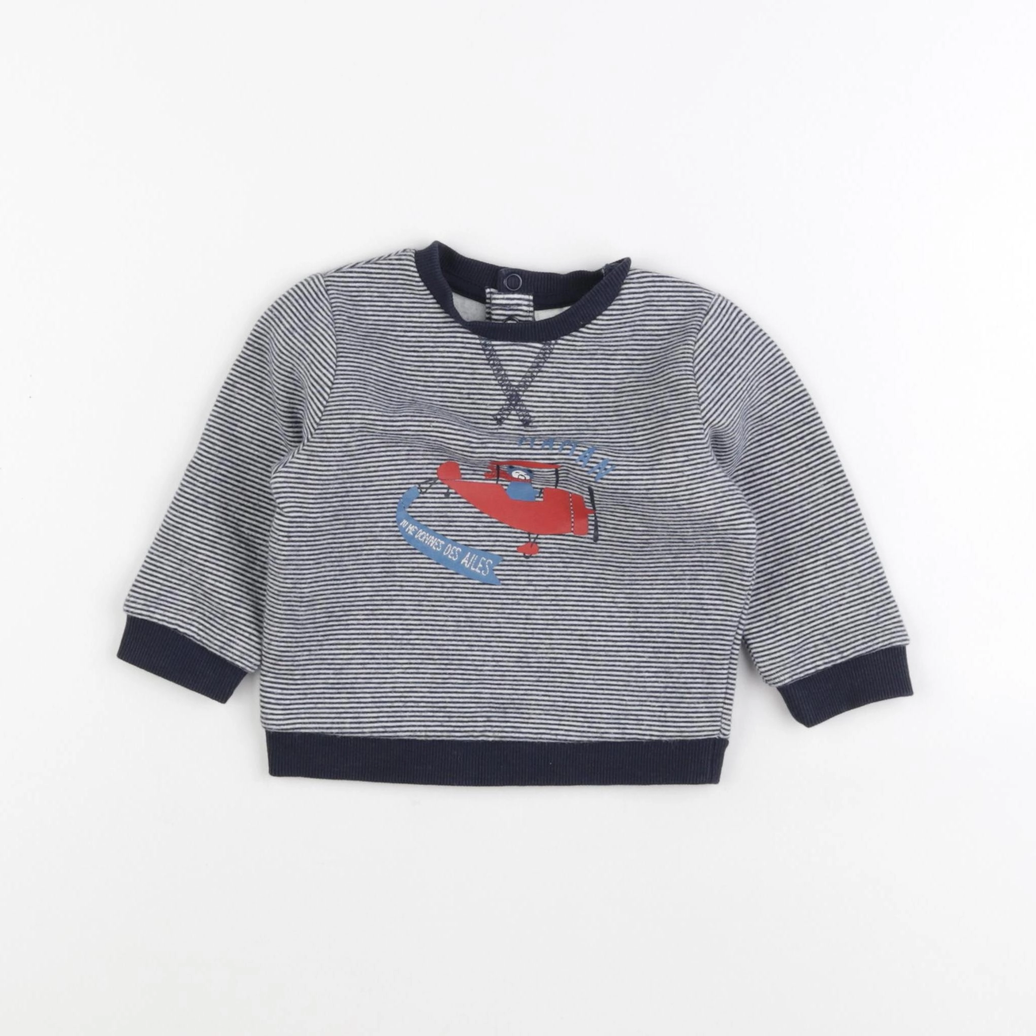 Tape à l'oeil - sweat blanc, bleu - 6 mois