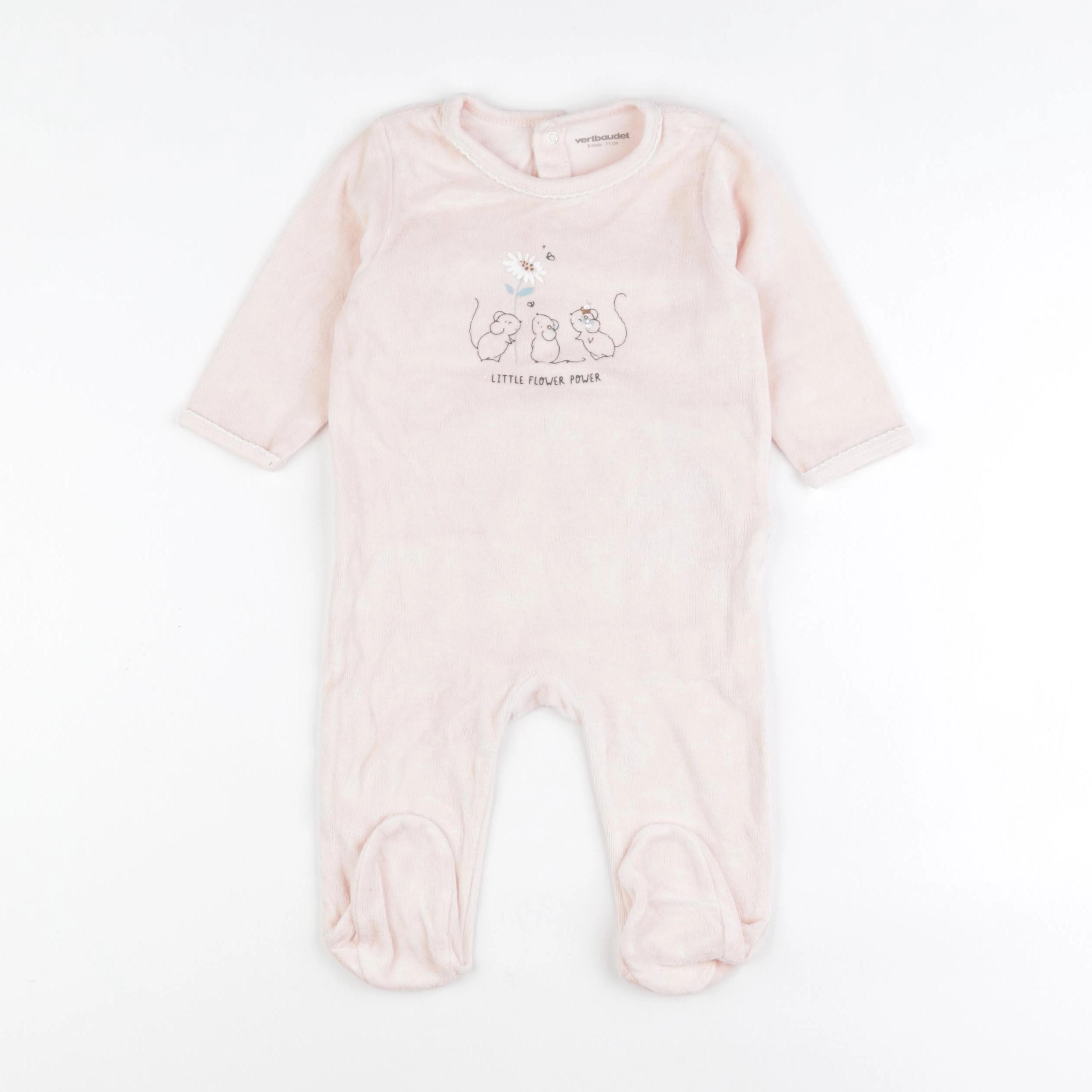 Vertbaudet - pyjama velours rose - 9 mois