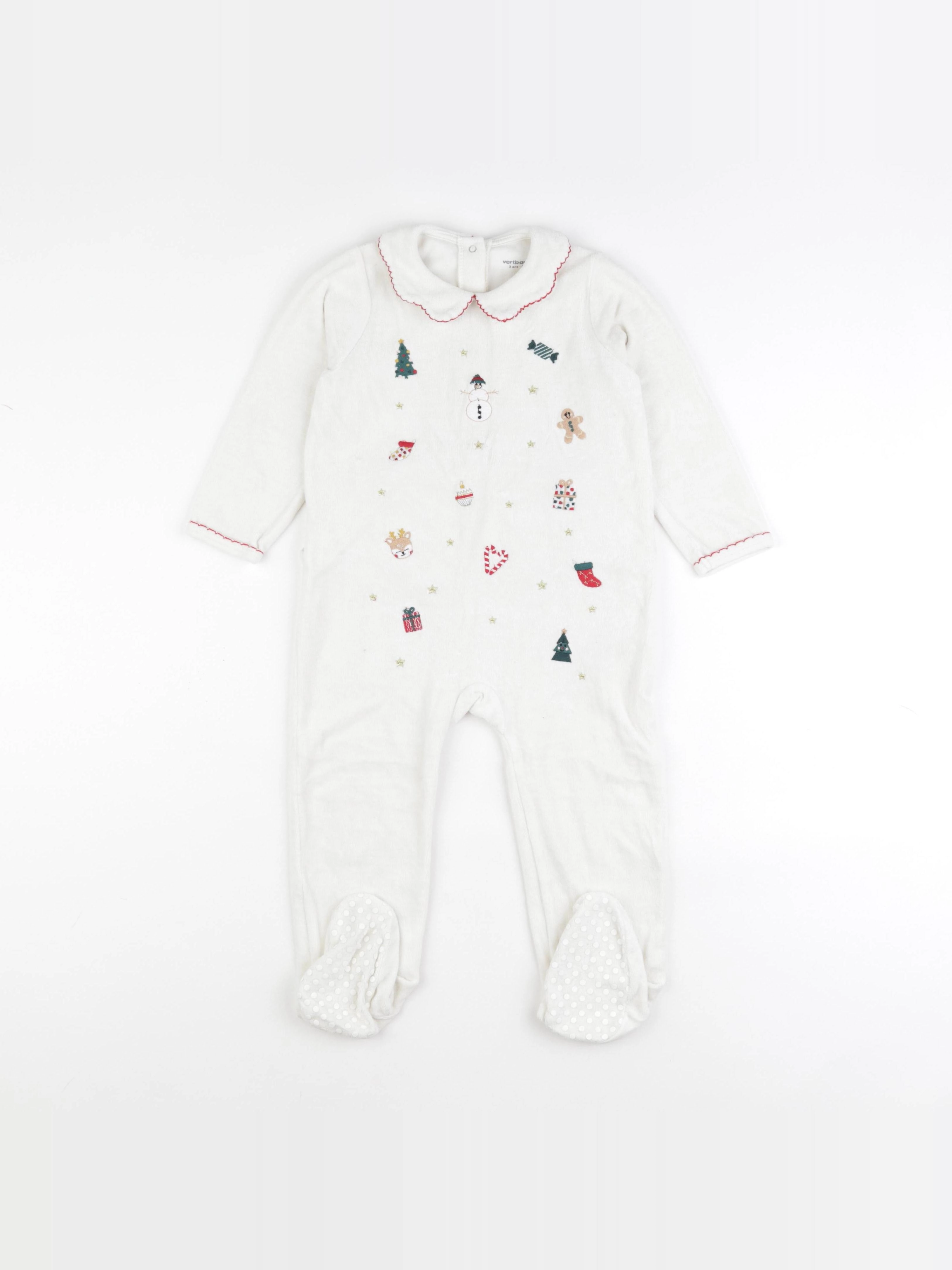 Vertbaudet - pyjama velours blanc - 3 ans