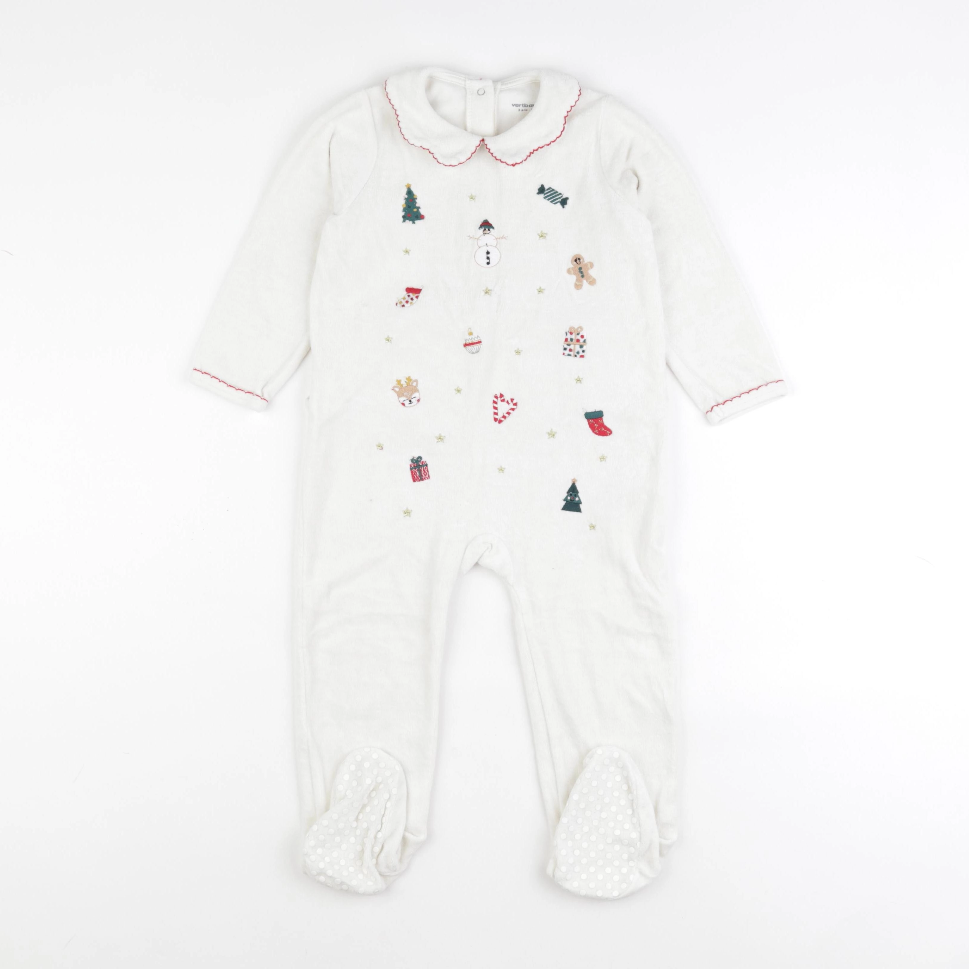 Vertbaudet - pyjama velours blanc - 3 ans