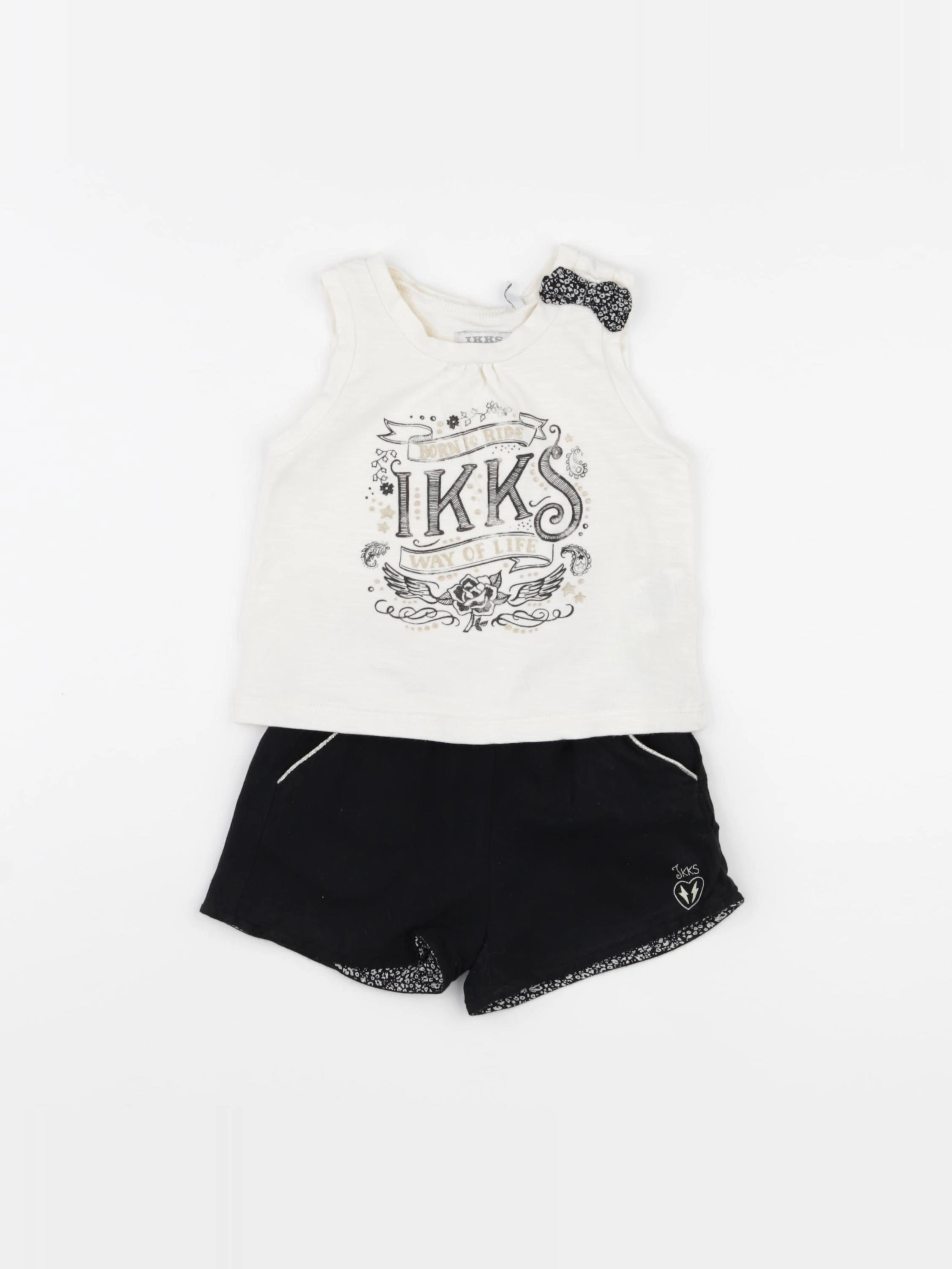 IKKS - ensemble blanc, noir - 12 mois