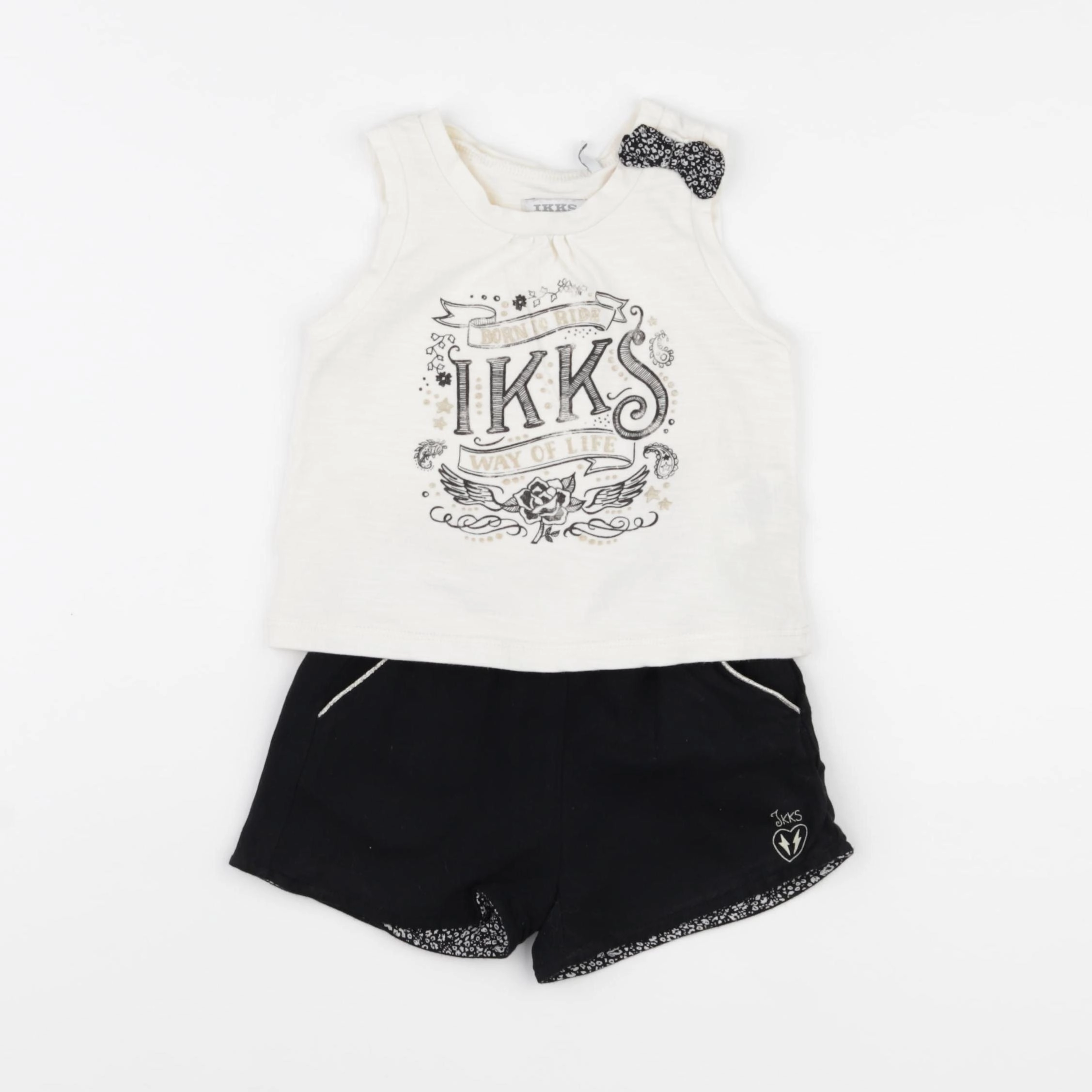IKKS - ensemble blanc, noir - 12 mois