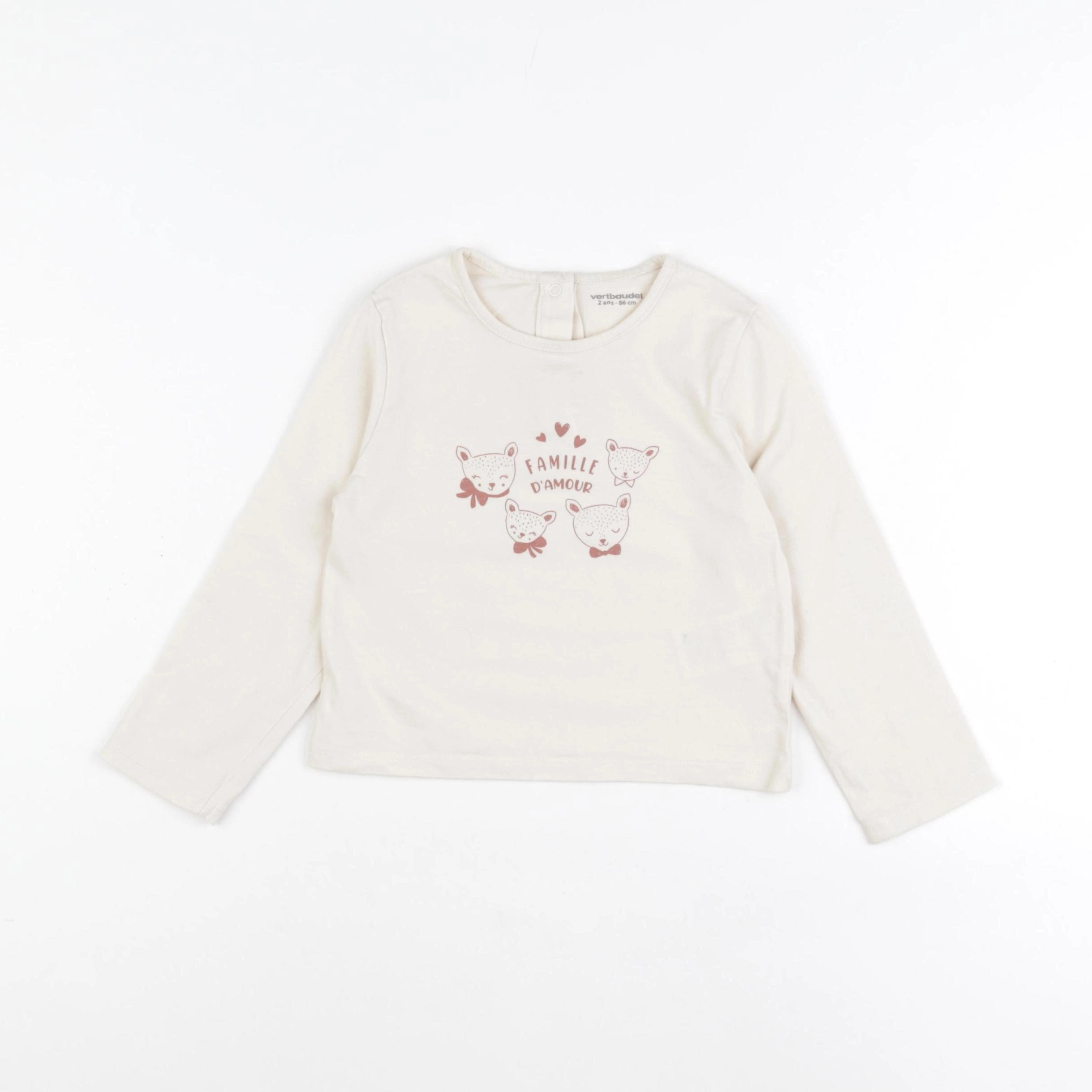 Vertbaudet - tee-shirt beige - 2 ans