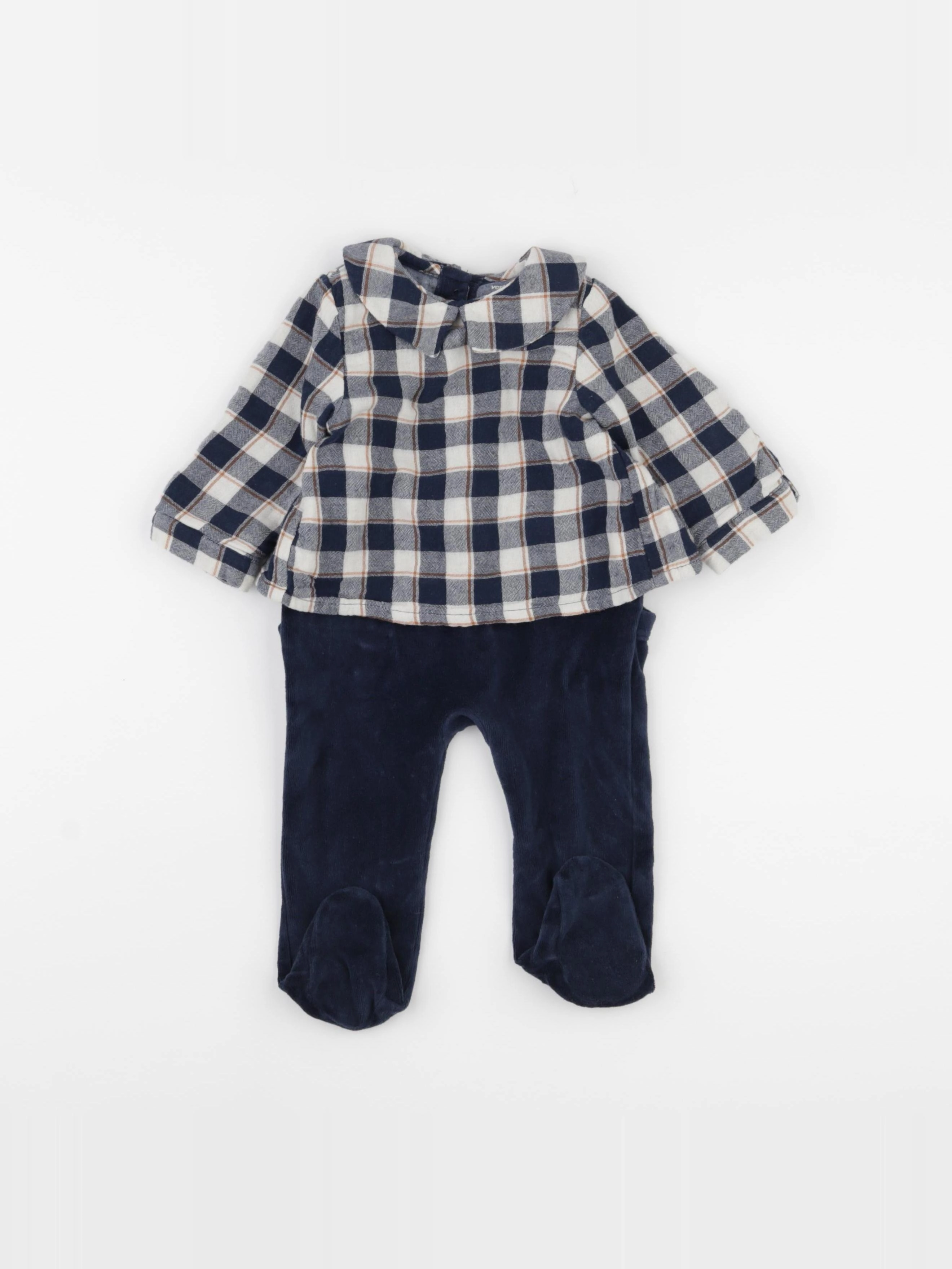 Vertbaudet - pyjama velours bleu - 6 mois