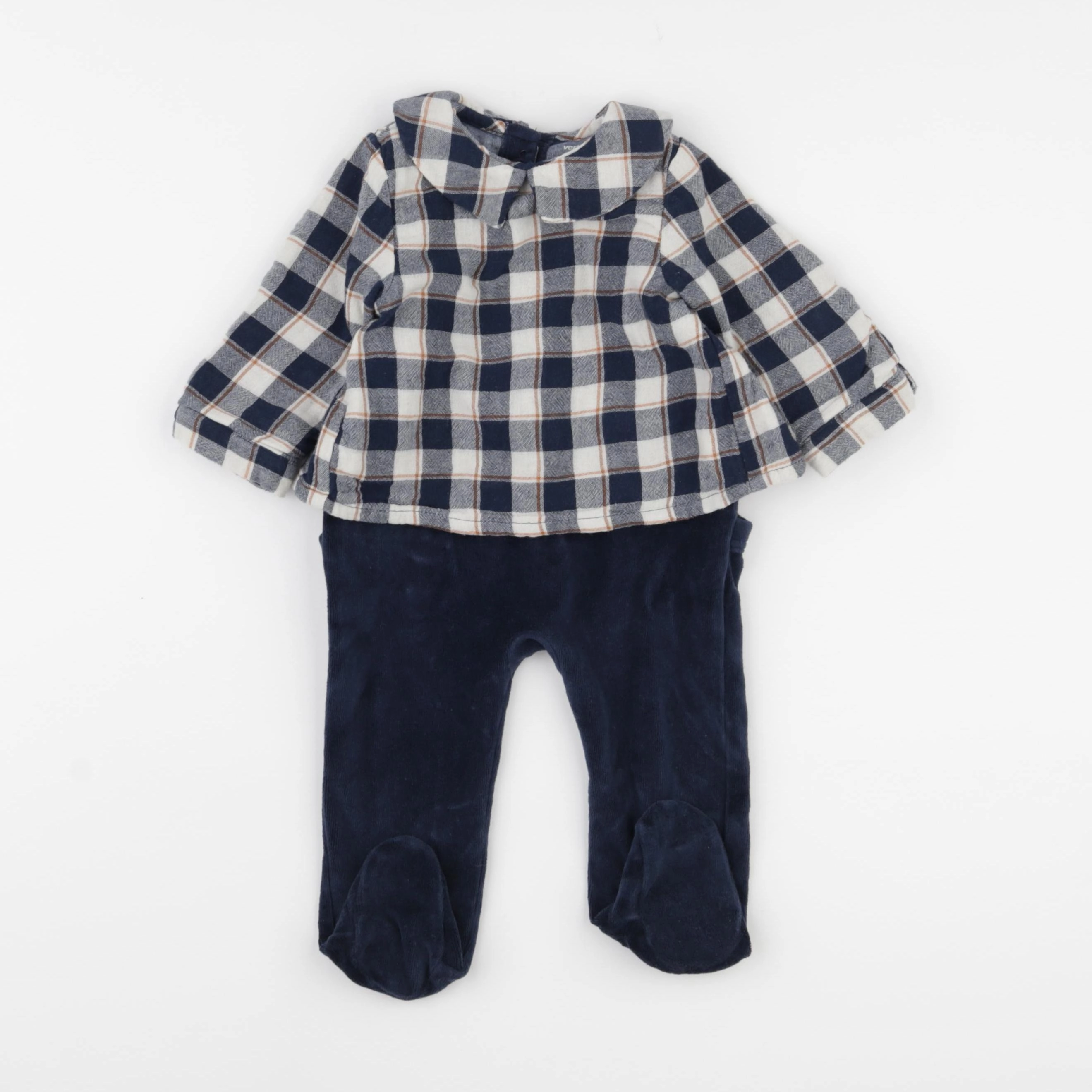 Vertbaudet - pyjama velours bleu - 6 mois