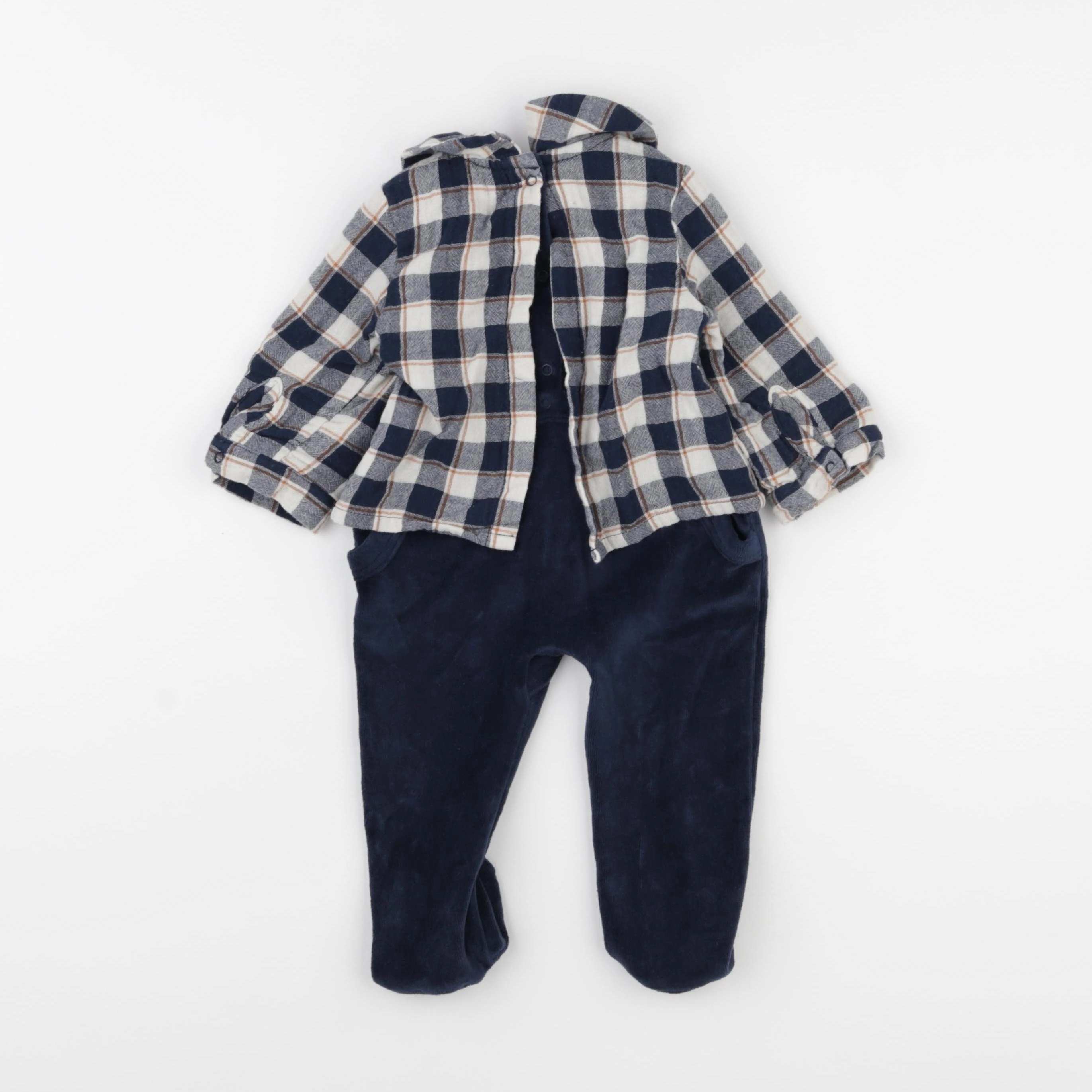 Vertbaudet - pyjama velours bleu - 6 mois