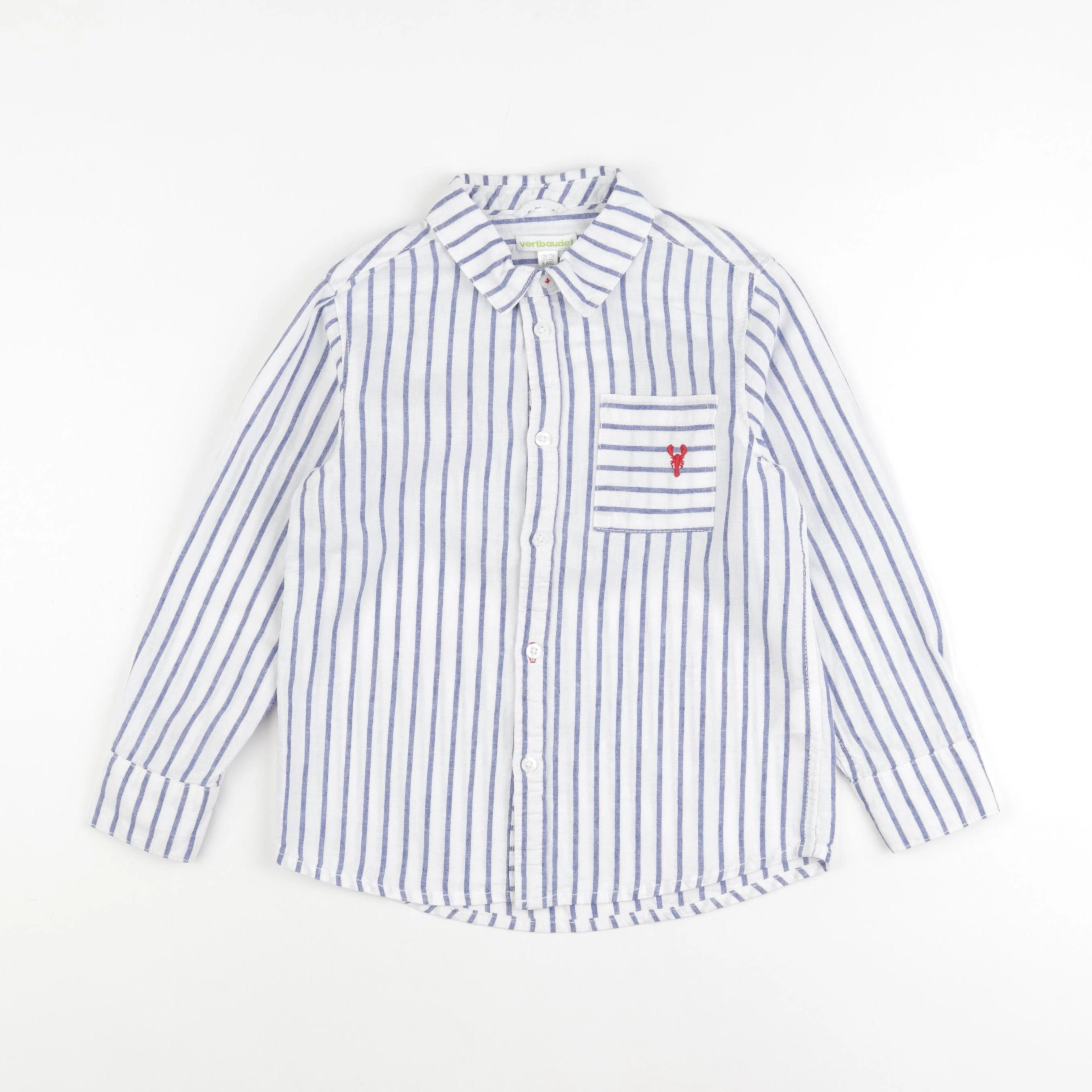 Vertbaudet - chemise blanc, bleu - 8 ans