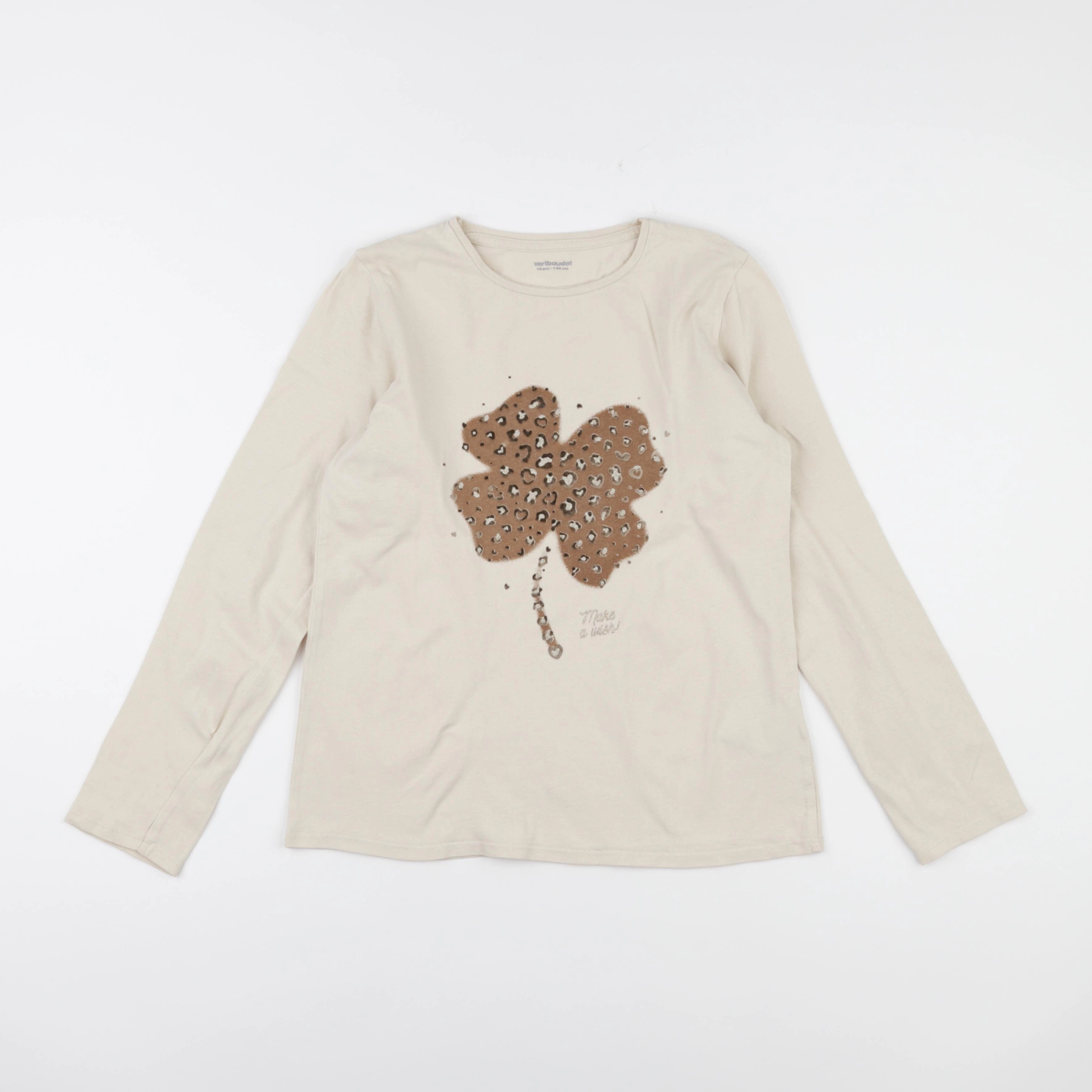 Vertbaudet - tee-shirt beige - 10 ans