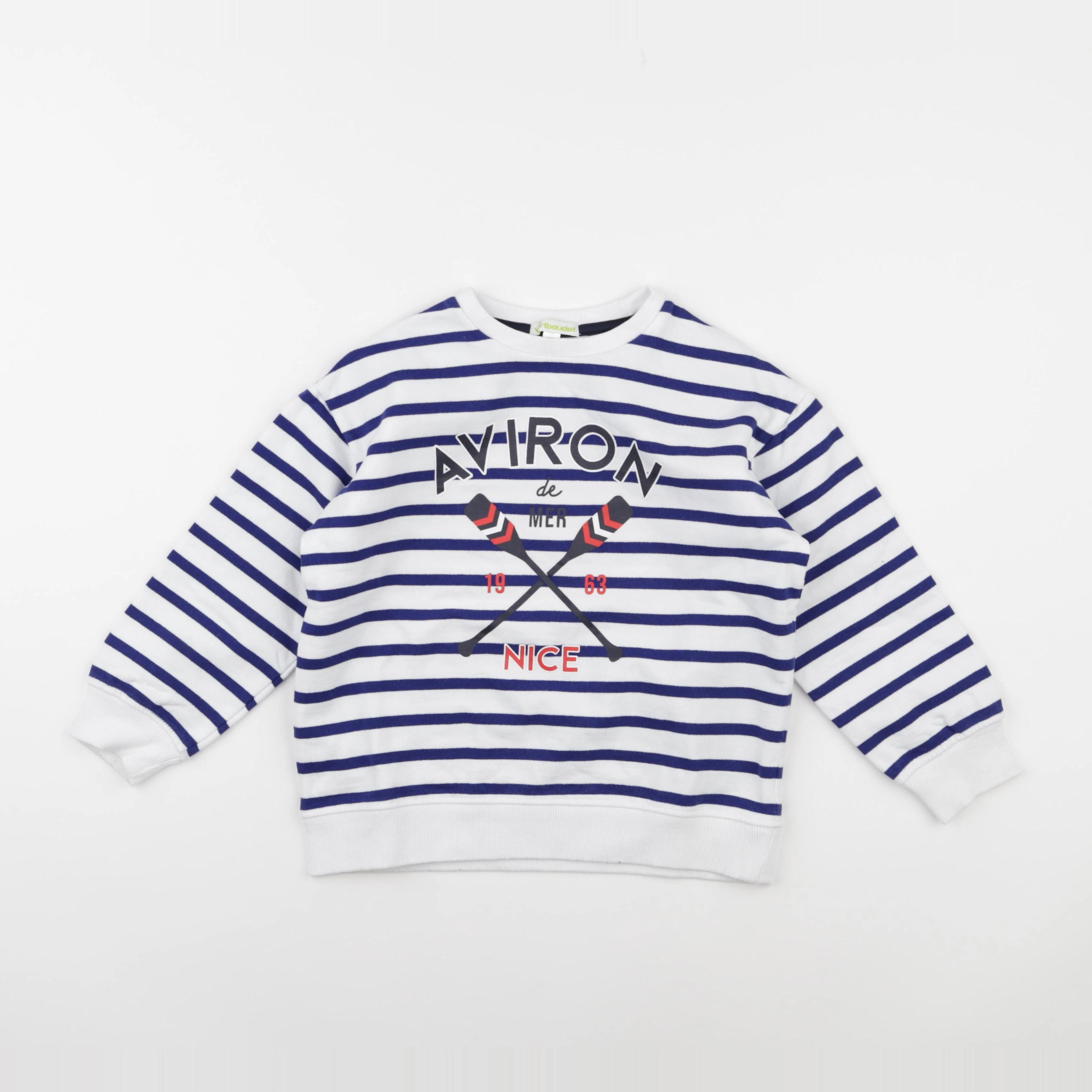 Vertbaudet - sweat bleu, blanc - 6 ans