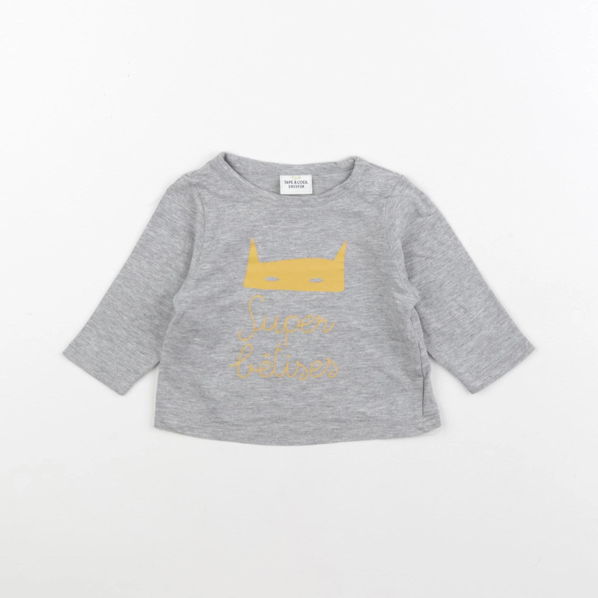 Tape à l'oeil - tee-shirt gris - 3 mois