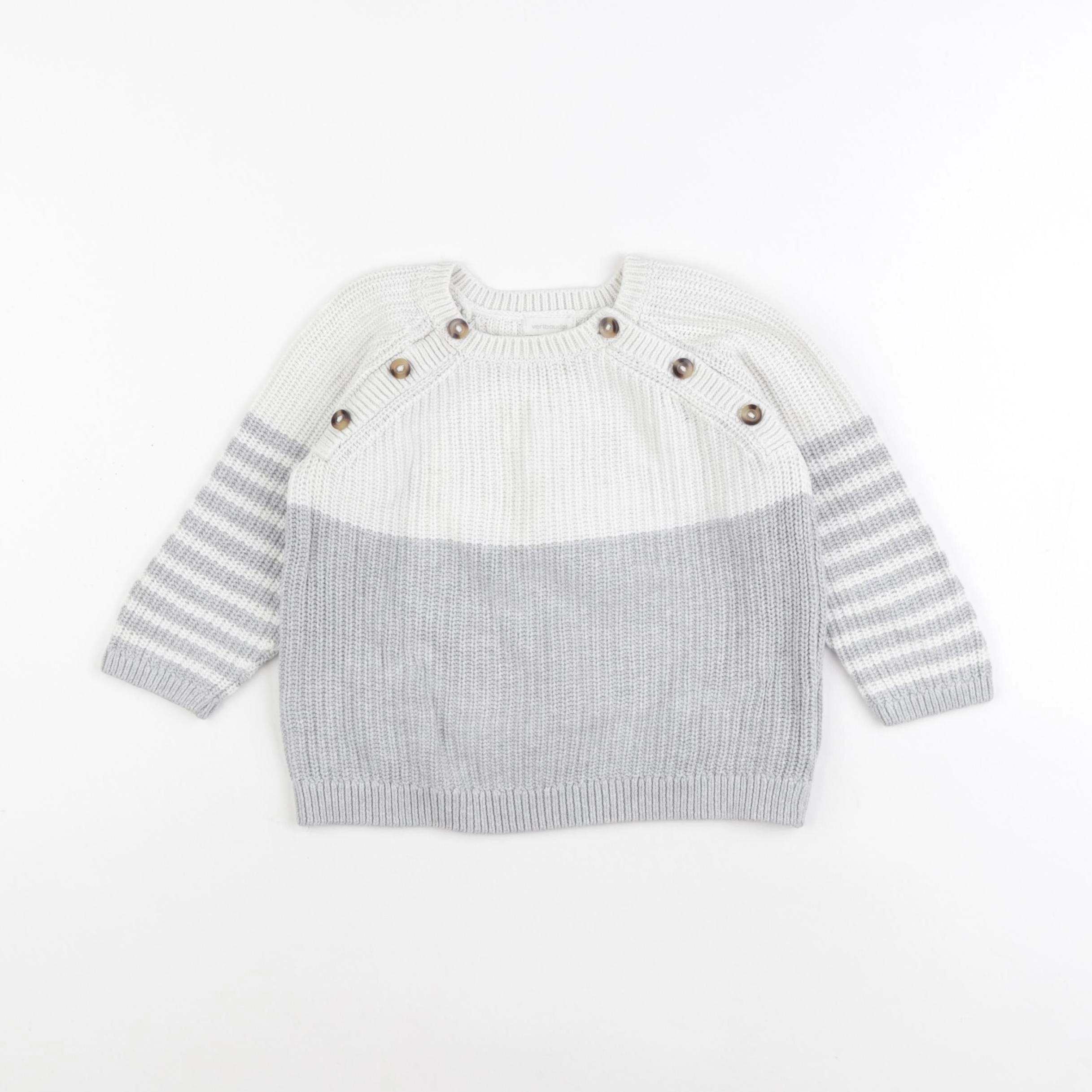 Vertbaudet - pull blanc, gris - 24 mois