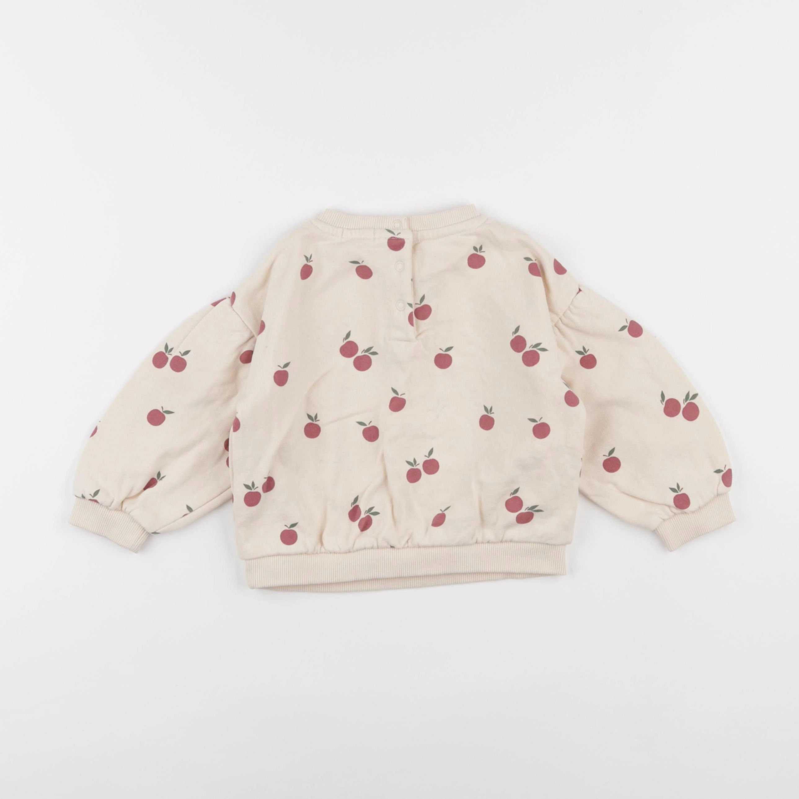 Vertbaudet - sweat beige, rouge - 18 mois