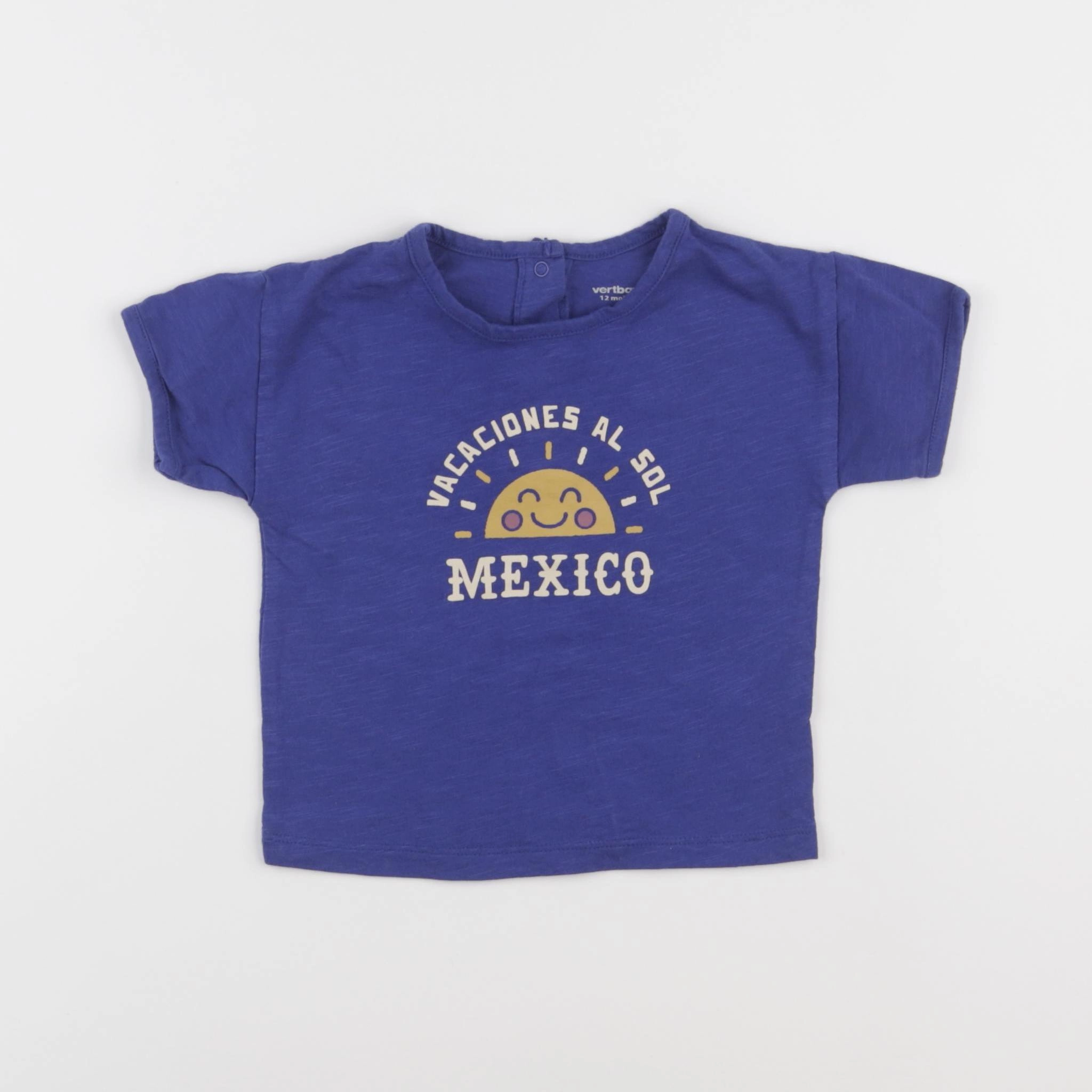 Vertbaudet - tee-shirt bleu - 12 mois