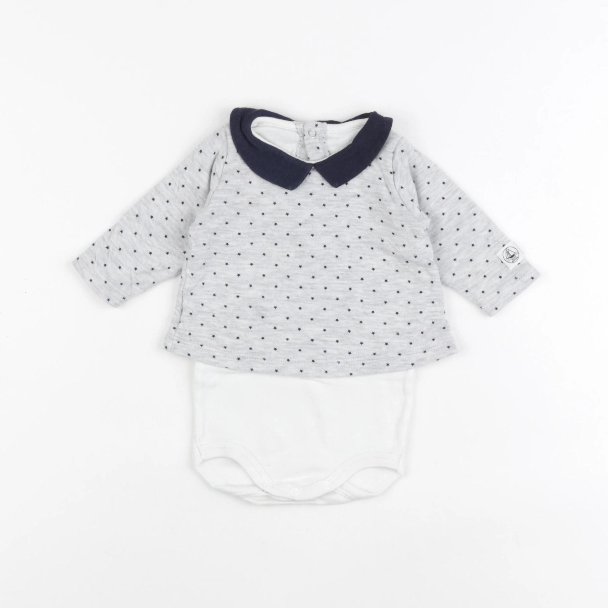 Petit Bateau - body tee-shirt gris - 3 mois