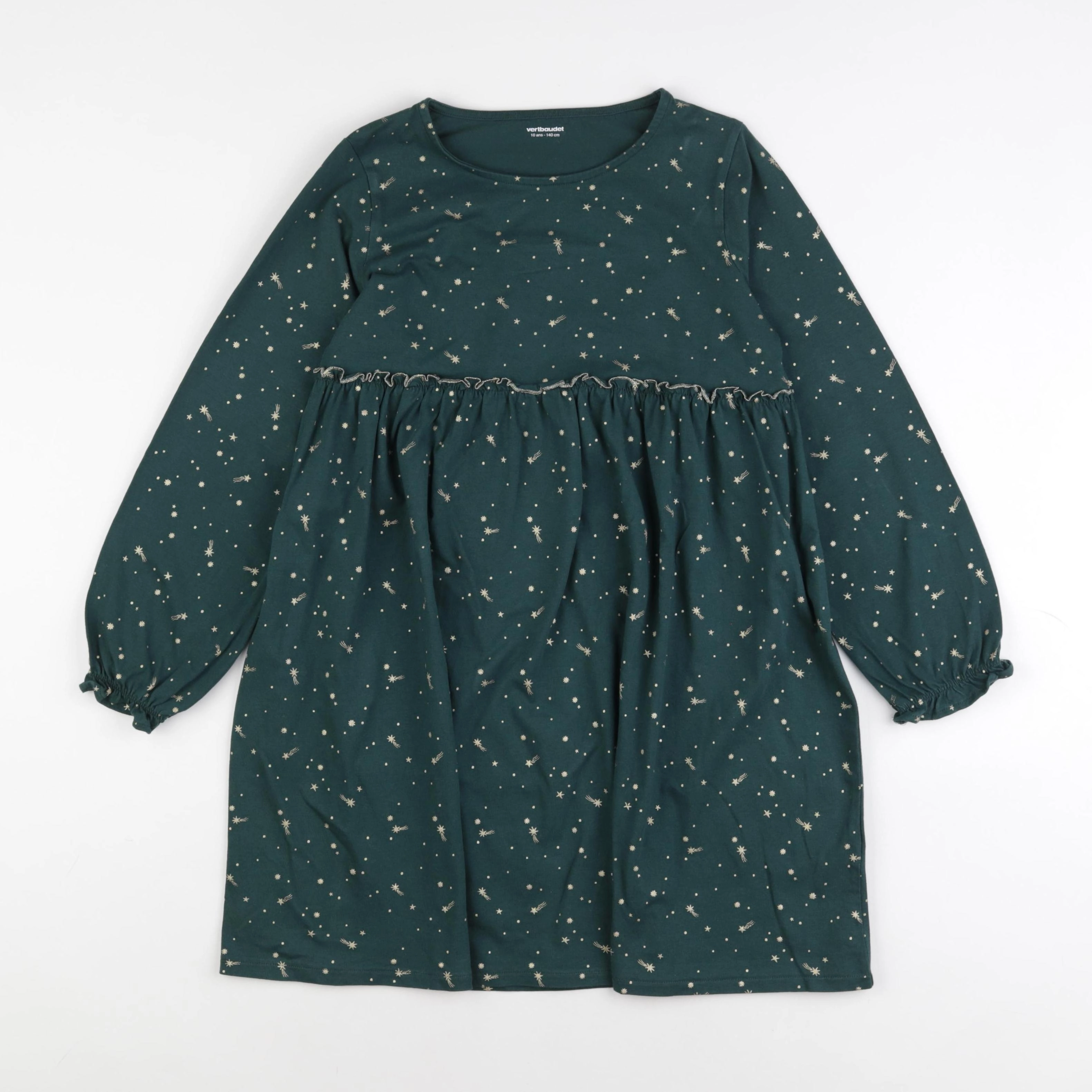 Vertbaudet - robe vert, or - 10 ans