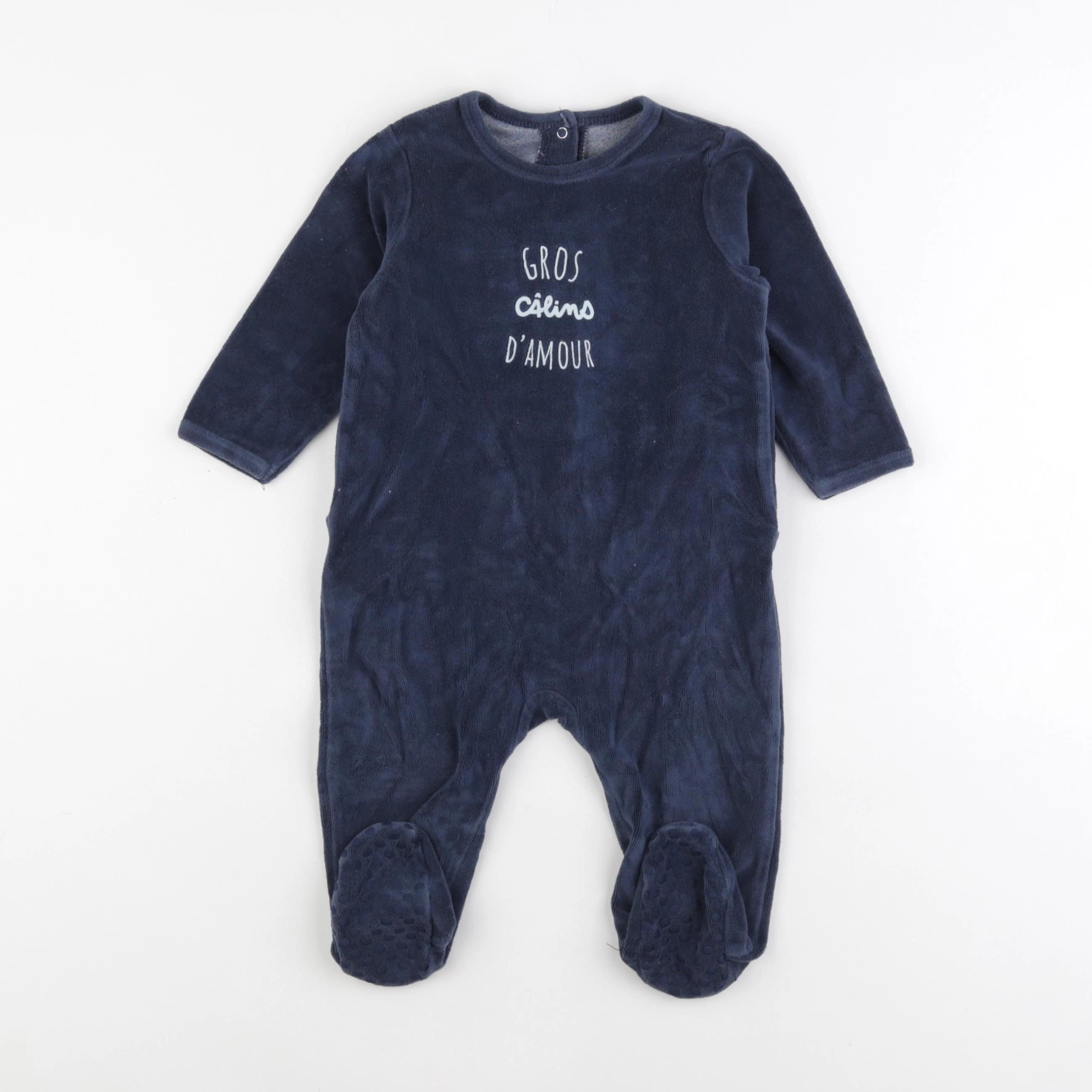 Vertbaudet - pyjama velours bleu - 12 mois