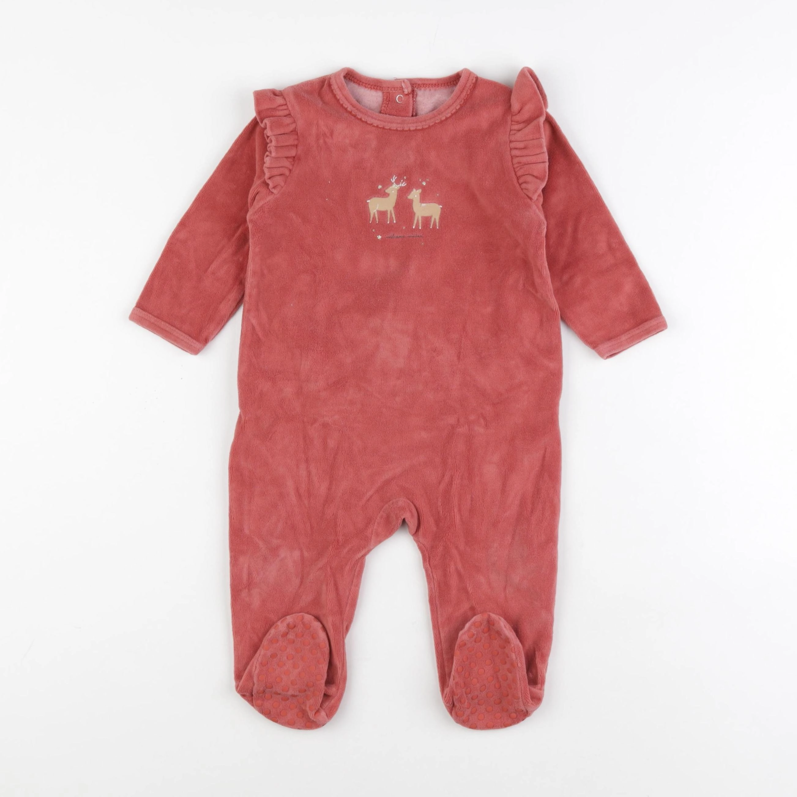 Vertbaudet - pyjama velours rose - 12 mois
