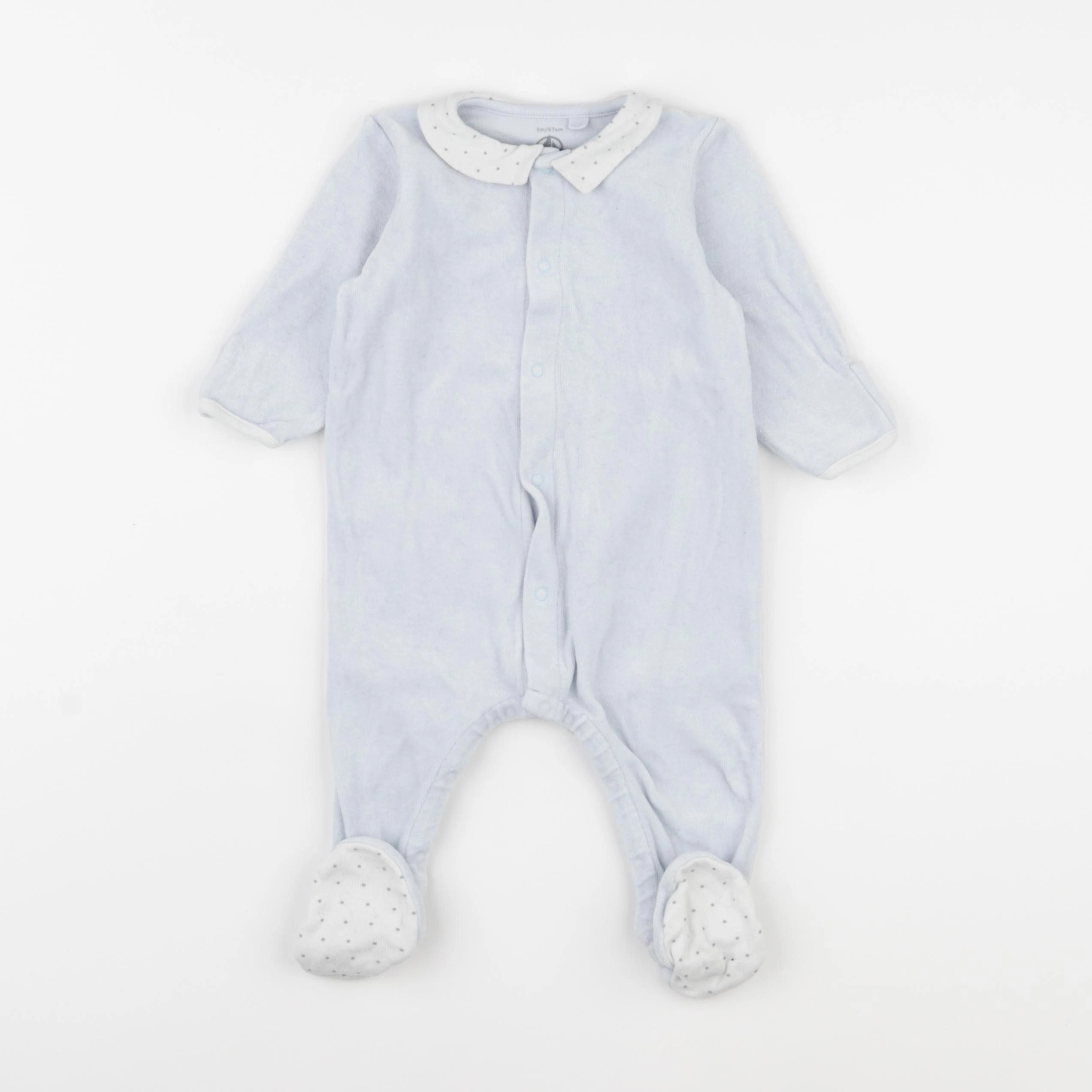 Petit Bateau - pyjama velours bleu - 6 mois
