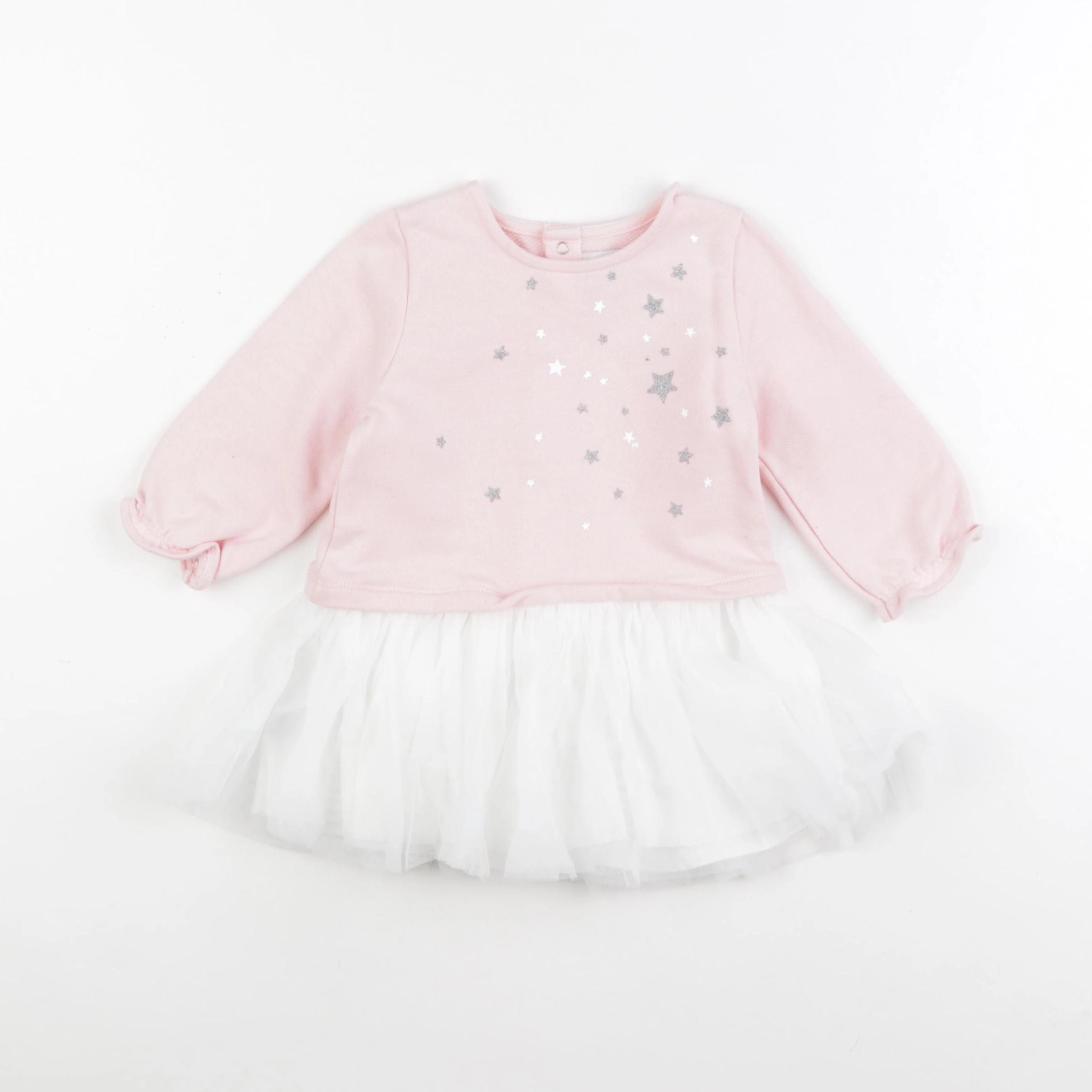 Petit Bateau - robe blanc, rose - 12 mois