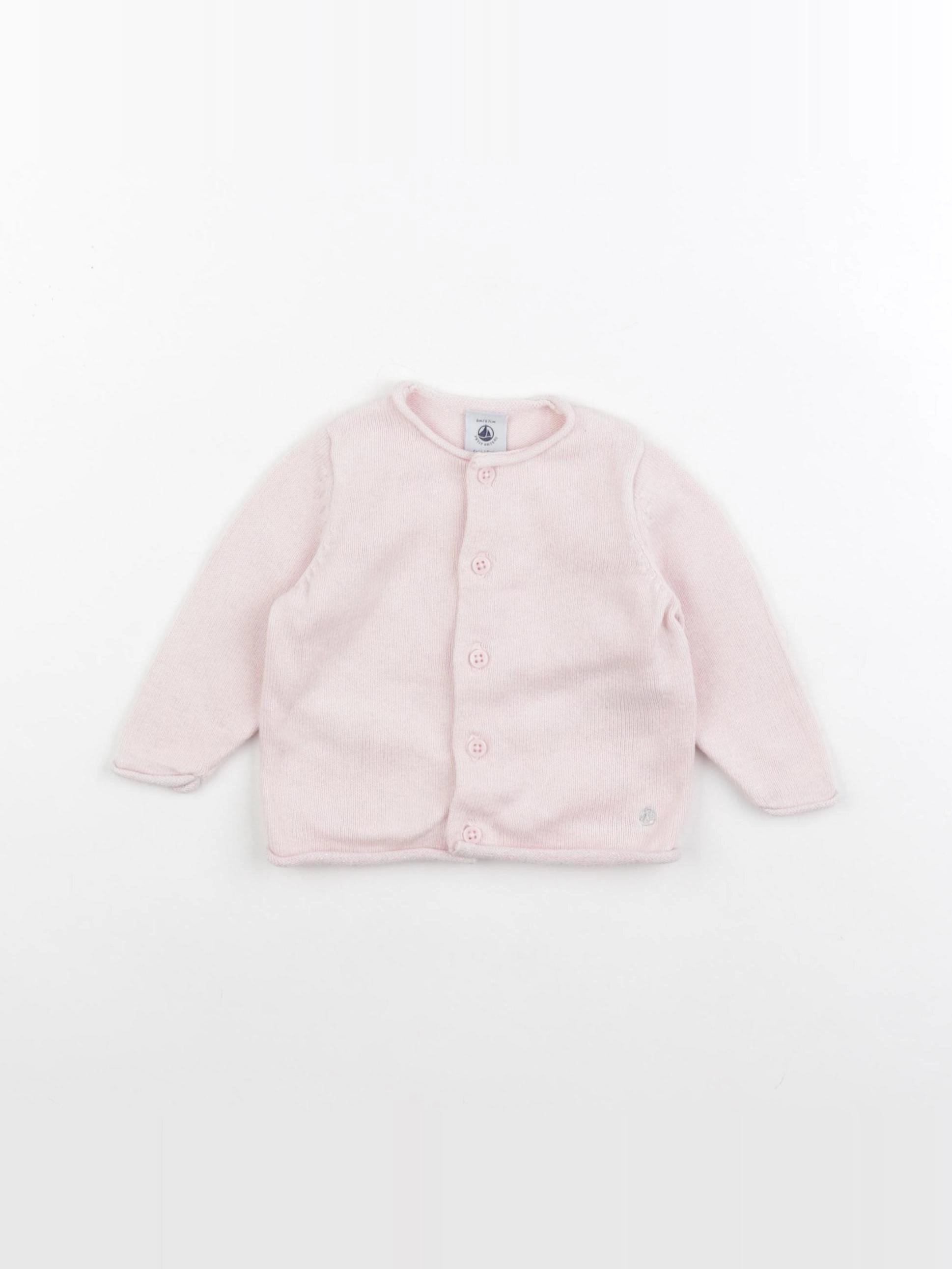 Petit Bateau - gilet rose - 6 mois