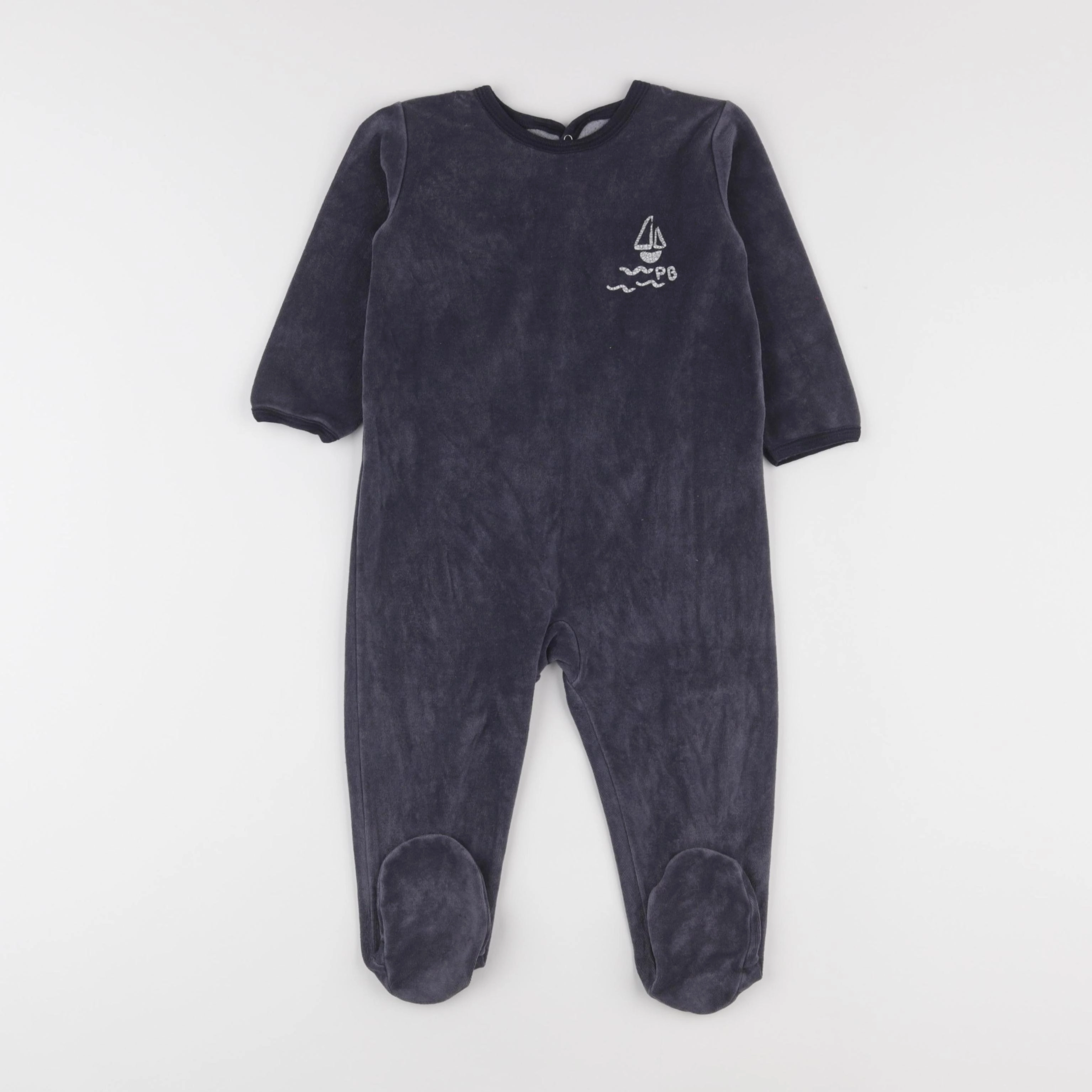 Petit Bateau - pyjama velours bleu - 18 mois