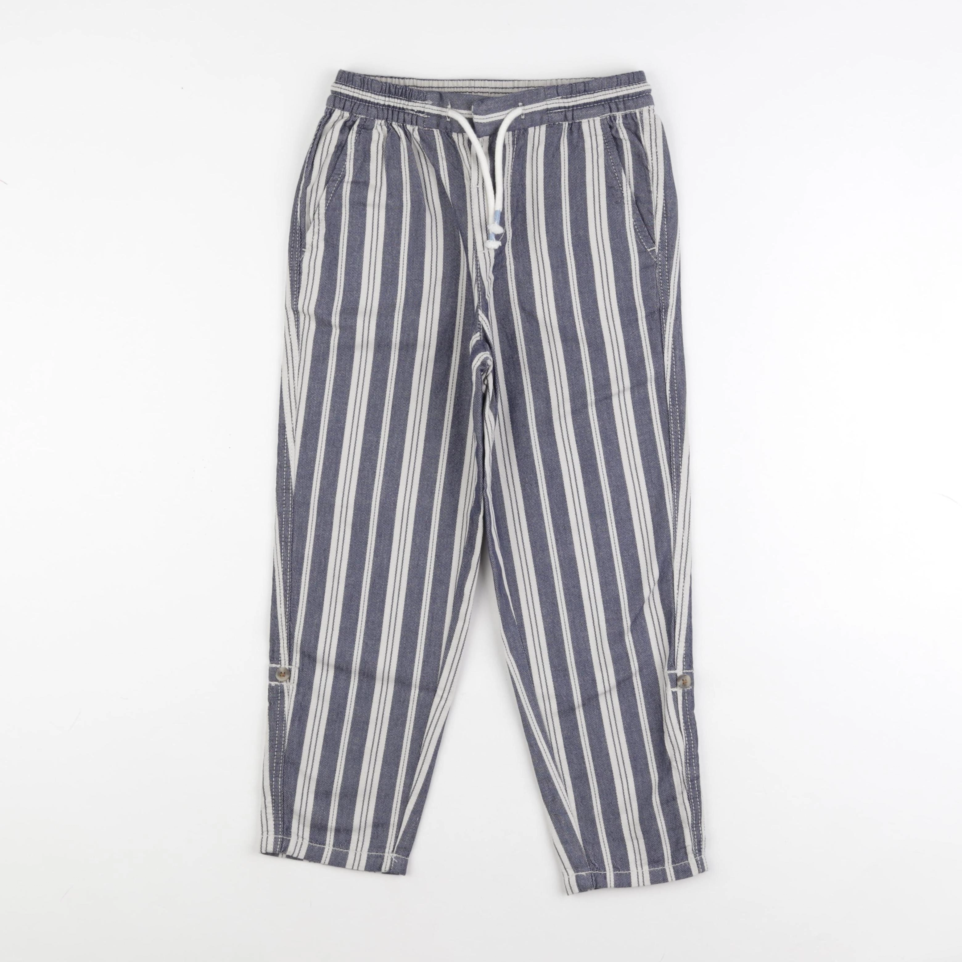 H&M - pantalon bleu, blanc - 6/7 ans