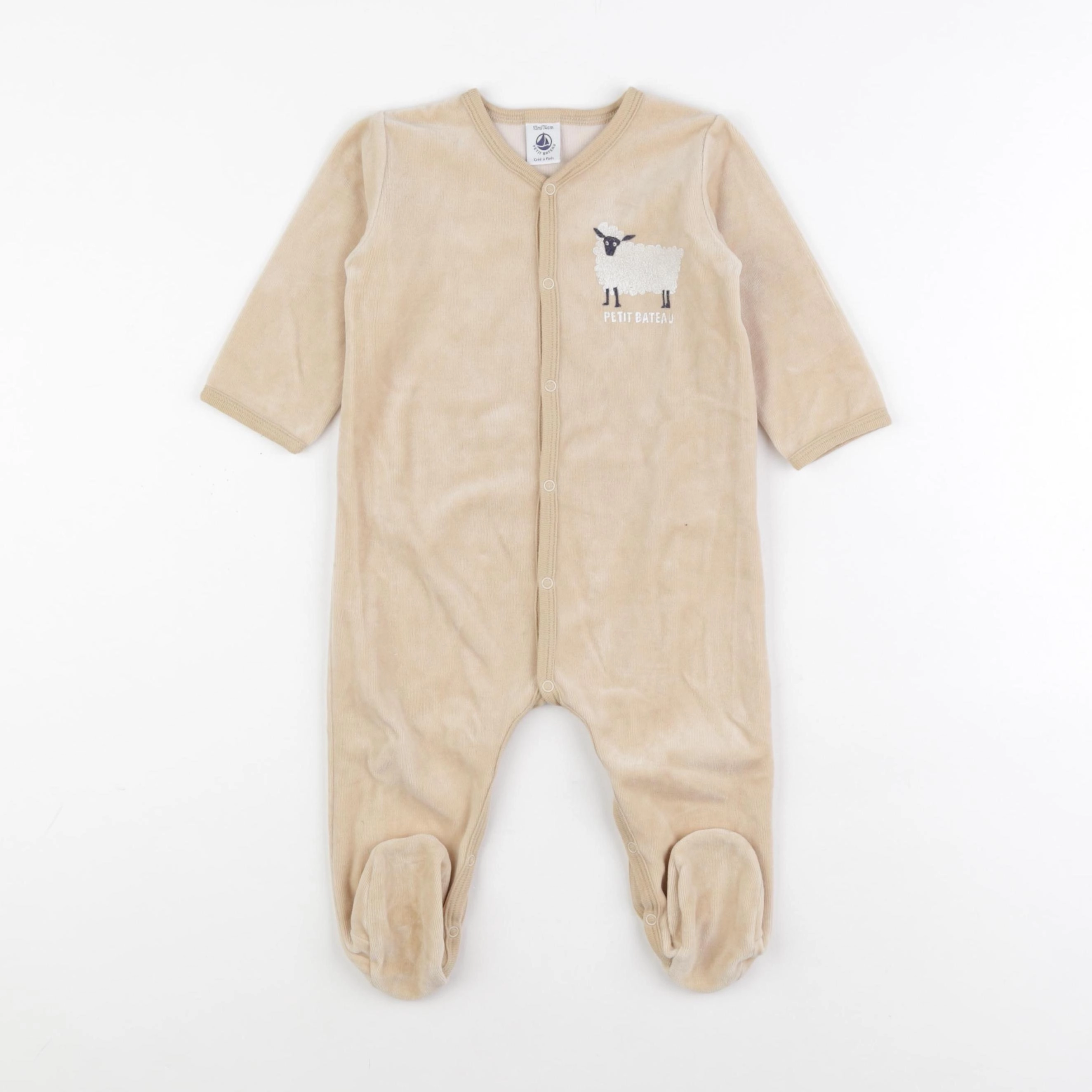 Petit Bateau - pyjama velours marron - 12 mois